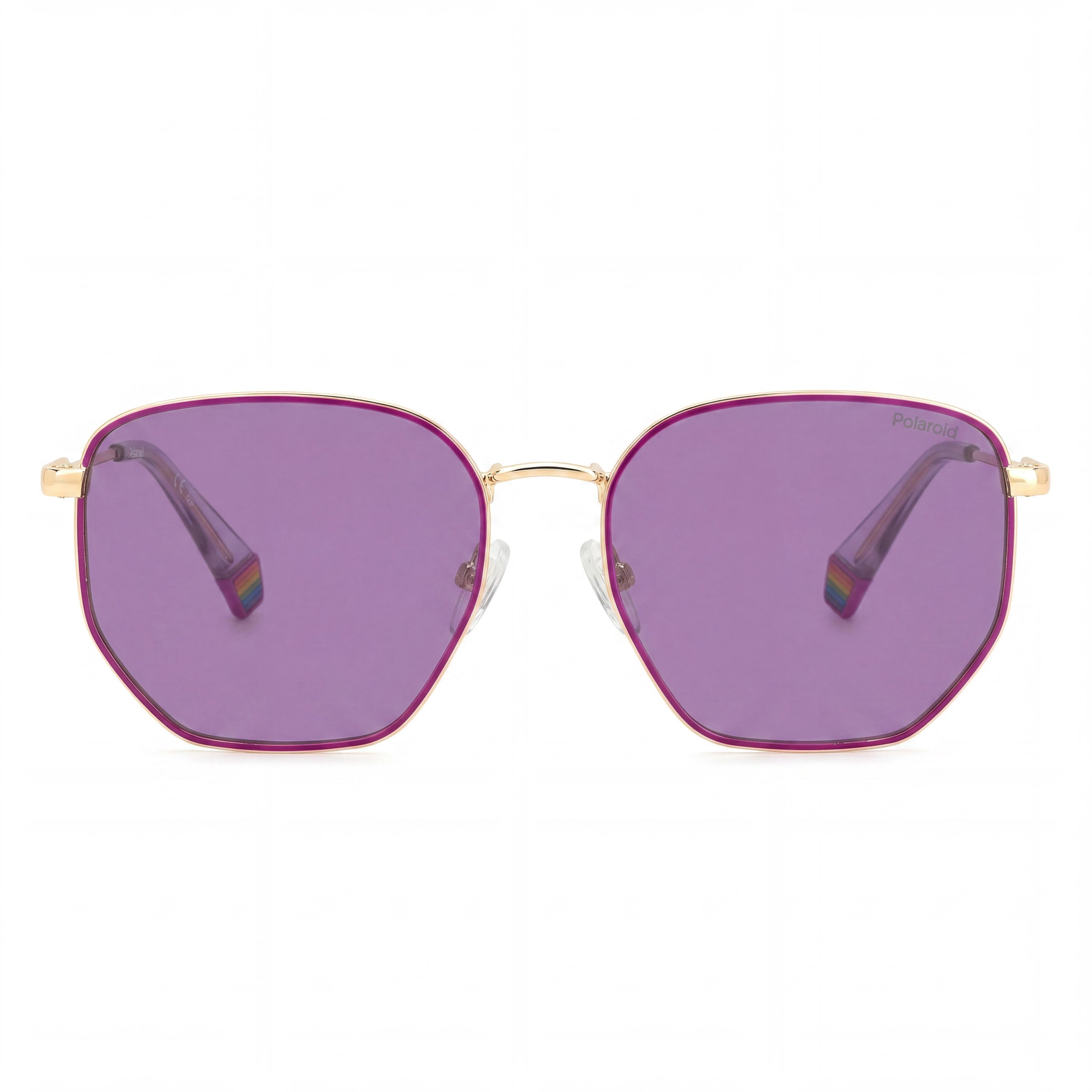 Polaroid Casual Unisex Polarized UV Protection Stainless Steel Sunglasses 56mm Gold Purple Violet Mirror, Photo 2