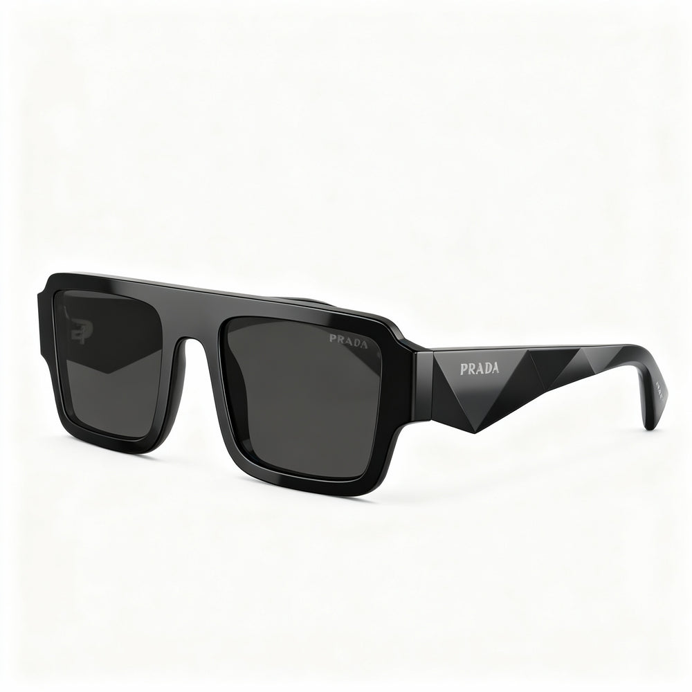 Gafas de sol Prada PR A05SF de plástico con montura asiática para hombre, montura negra, lentes grises no polarizadas, 55-19-145