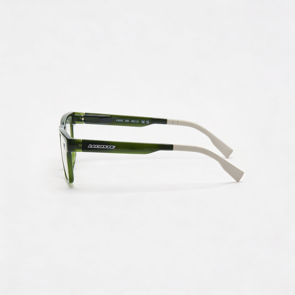 Lacoste Modern Women's Eyewear, featuring an Injected Frame in Green Lumi and Polycarbonate Lenses, Size 49mm