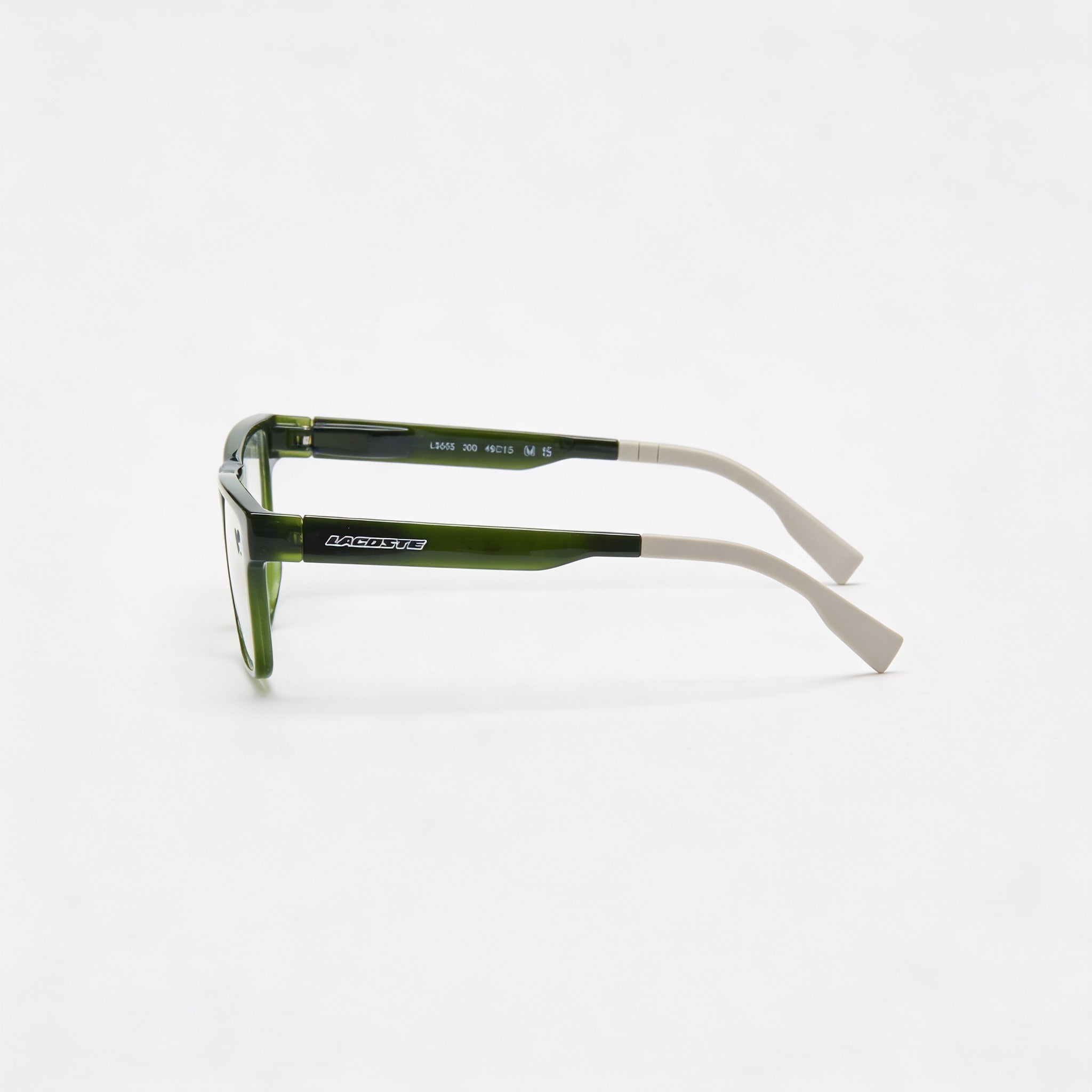 Lacoste Modern Women's Eyewear, featuring an Injected Frame in Green Lumi and Polycarbonate Lenses, Size 49mm, Photo 3