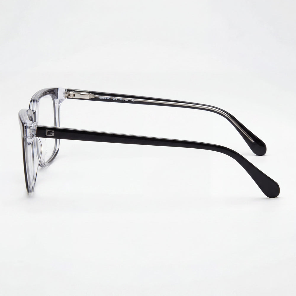 GUESS Gu50063 Men's Black Monocolor Plastic Eyeglasses Lens Width 56mm Bridge 18mm Temple Length 145mm
