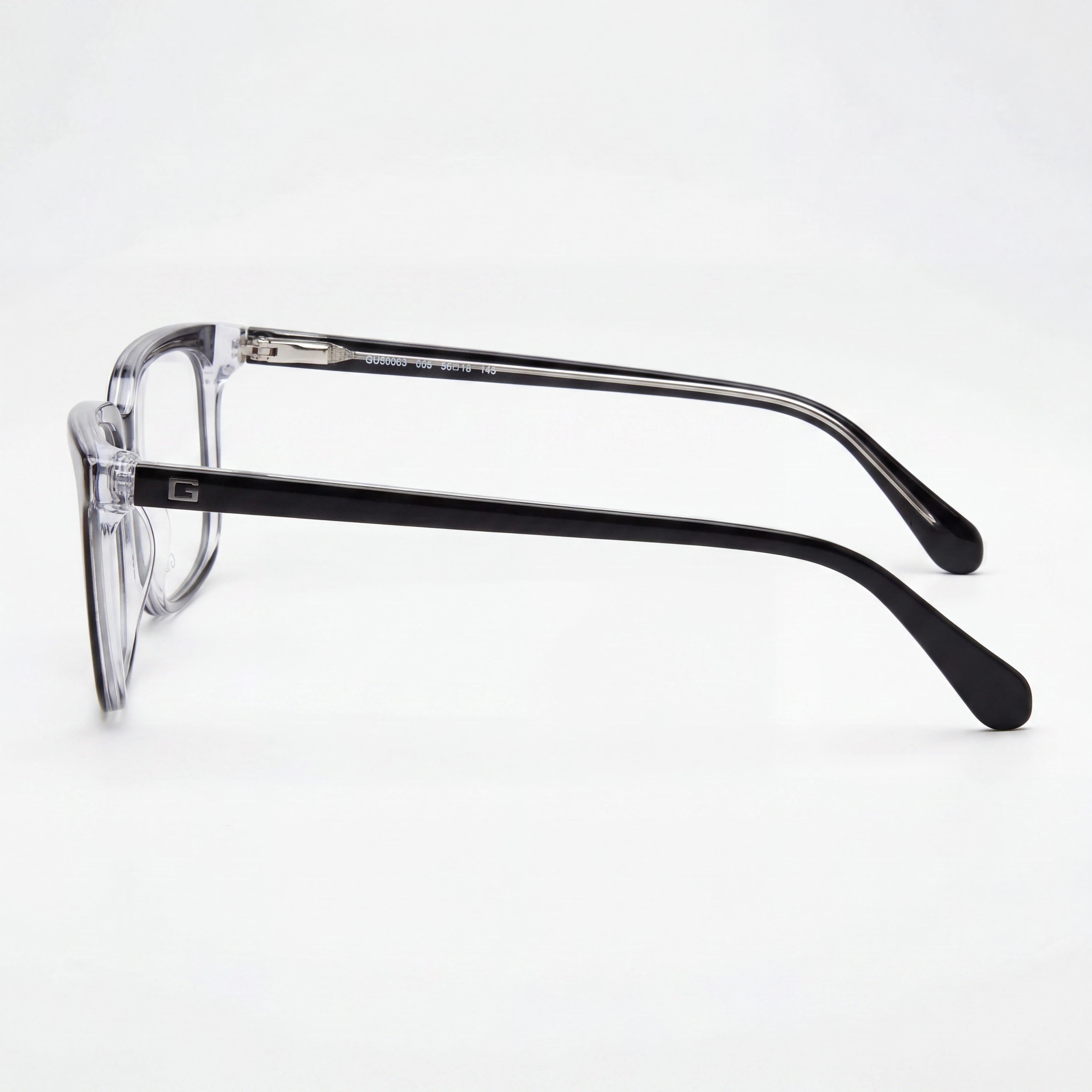 GUESS Gu50063 Men's Black Monocolor Plastic Eyeglasses Lens Width 56mm Bridge 18mm Temple Length 145mm, Photo 2