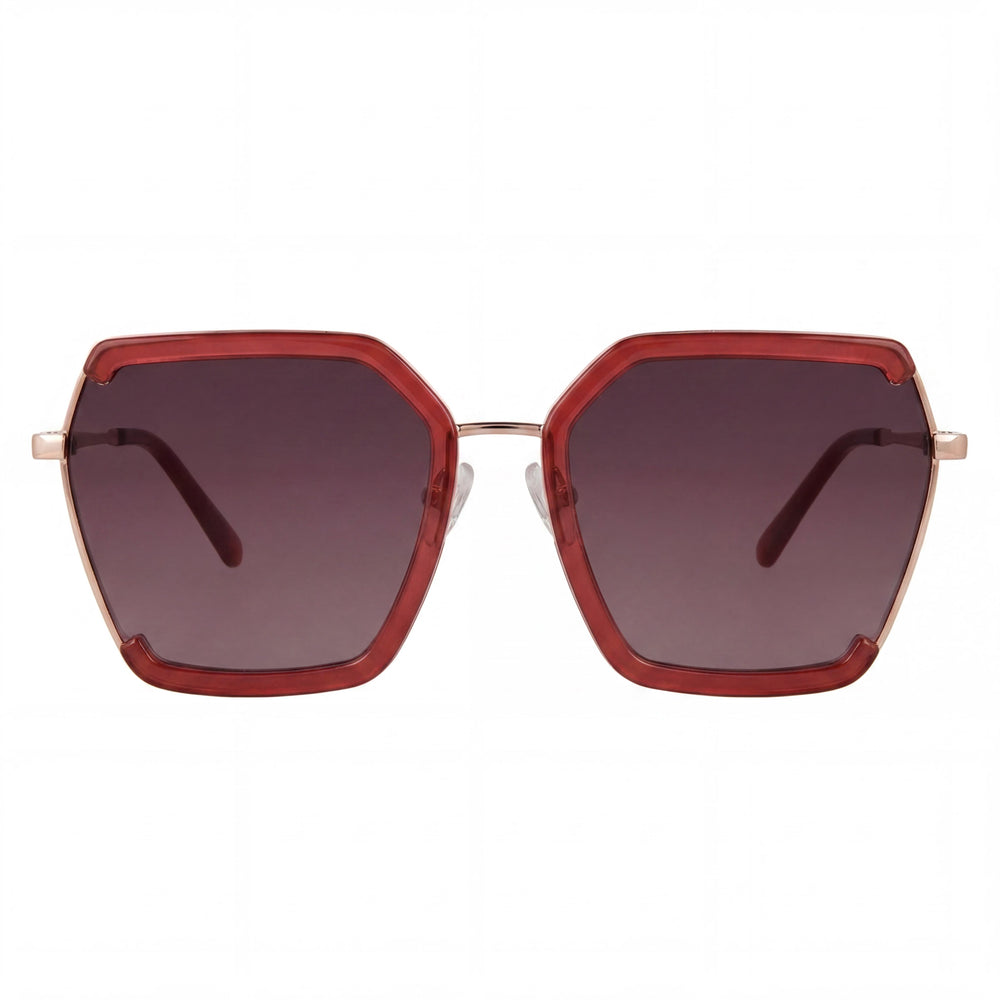 Gafas de sol Guess GF0418 para mujer, diseño de mariposa de metal burdeos brillante, sin polarizar, con degradado de color burdeos y UV400, 58 mm