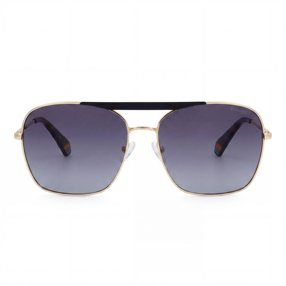 Gafas Polaroid Modern para mujer, de acero inoxidable, mate, negro, dorado y gris, con protección UV 400, talla 59-16-145