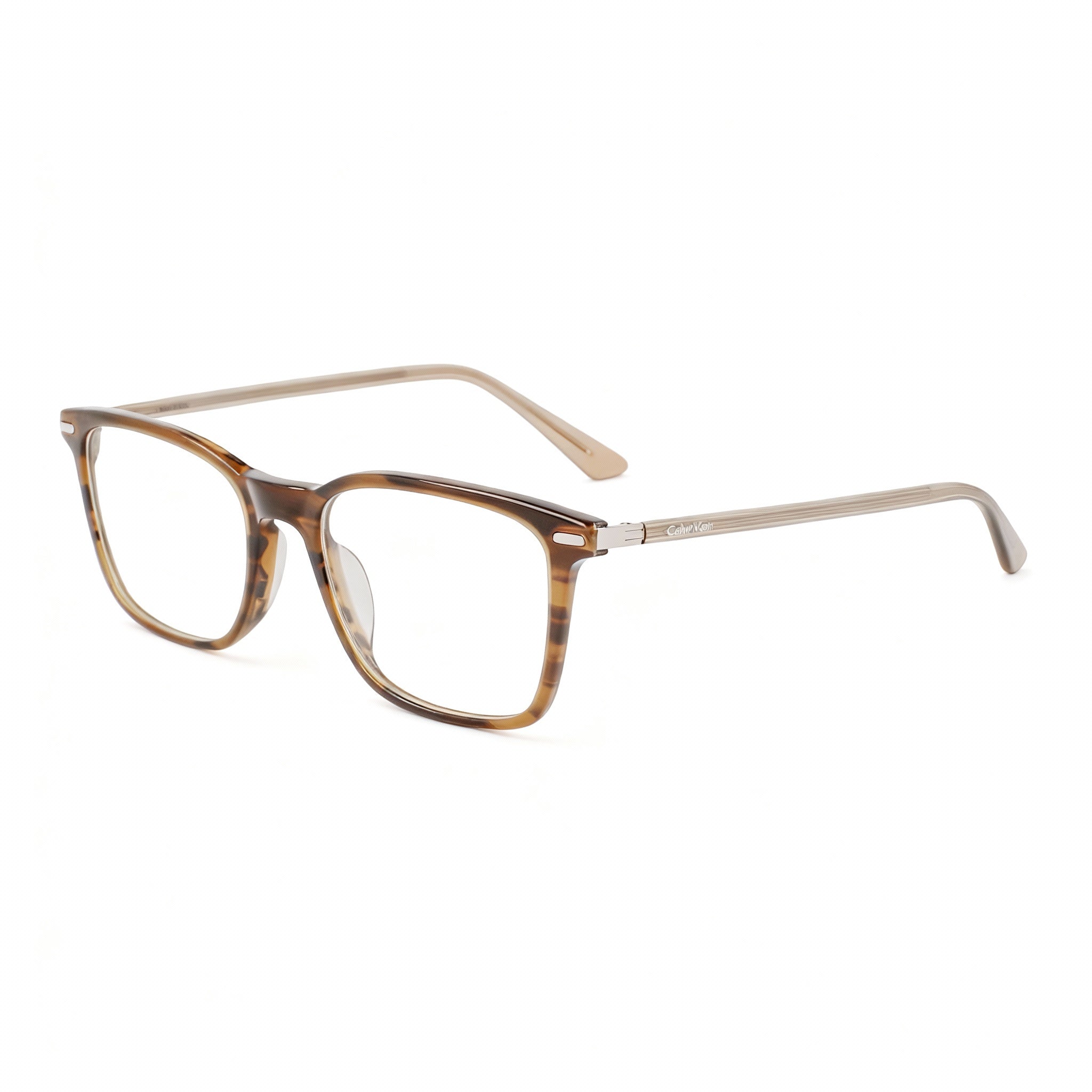 Calvin Klein CK22541 Women's Acetate Sunglasses with Striped Olive Frame and Lenses, Size 55mm, Photo 3