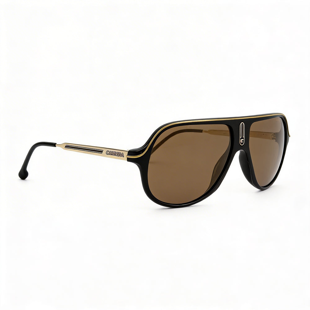 Carrera Casual Unisex Black Gold Polyamide Sunglasses with Gold High Contrast UV Protection Lenses, 62mm