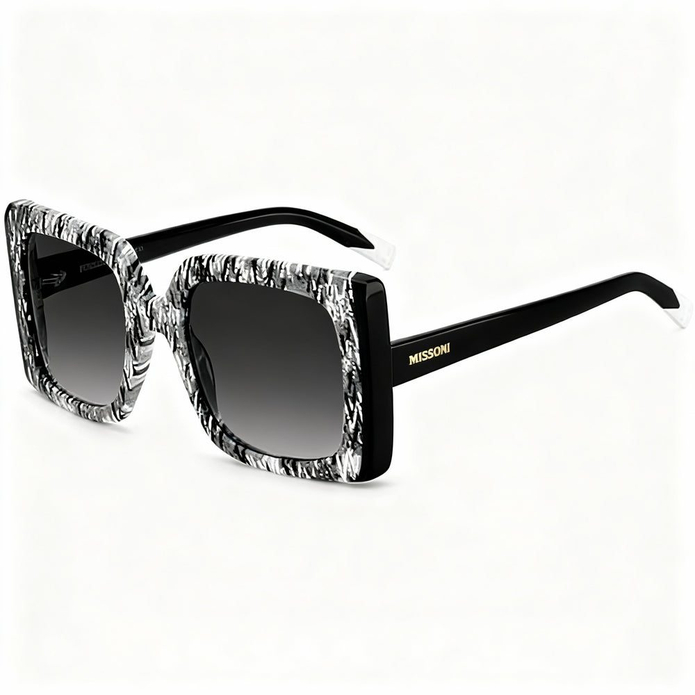 Gafas de sol Missoni Classic de acetato no polarizadas para mujer, montura negra con diseño, lentes degradados en gris oscuro, 54 mm