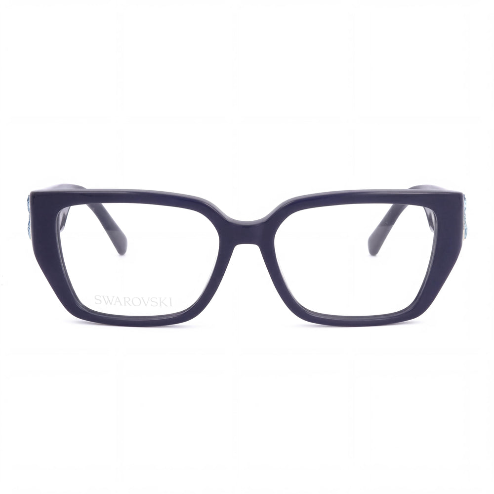 Gafas Swarovski Sk5446 para mujer, montura de plástico azul brillante, lentes polarizadas transparentes, lentes de 54 mm, puente de 16 mm, patillas de 140 mm