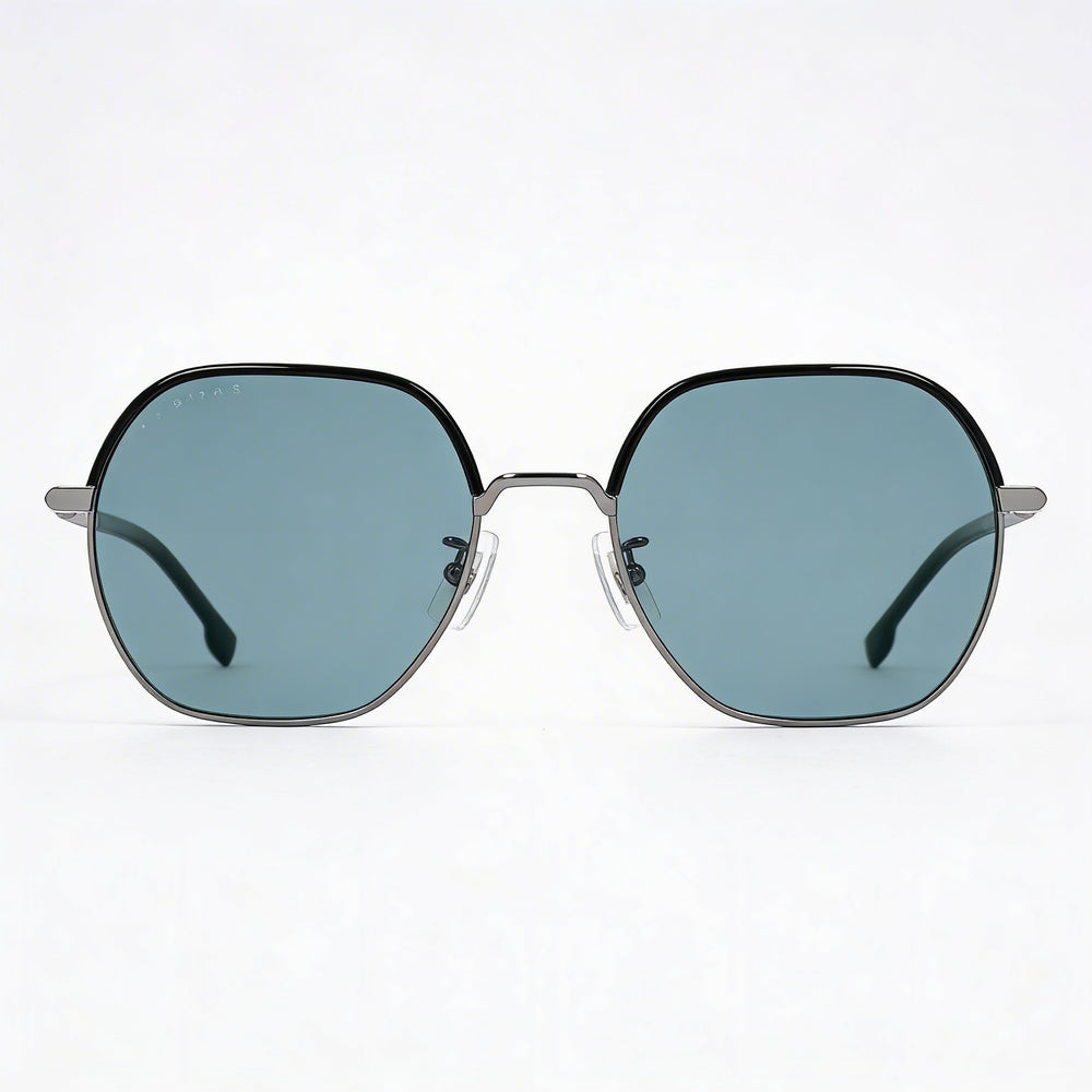 Hugo Boss Boss 1107/F/S Men's Asian Fit Dark Ruthenium Black Green Lens Non-Polarized UV Protection Sunglasses 56mm