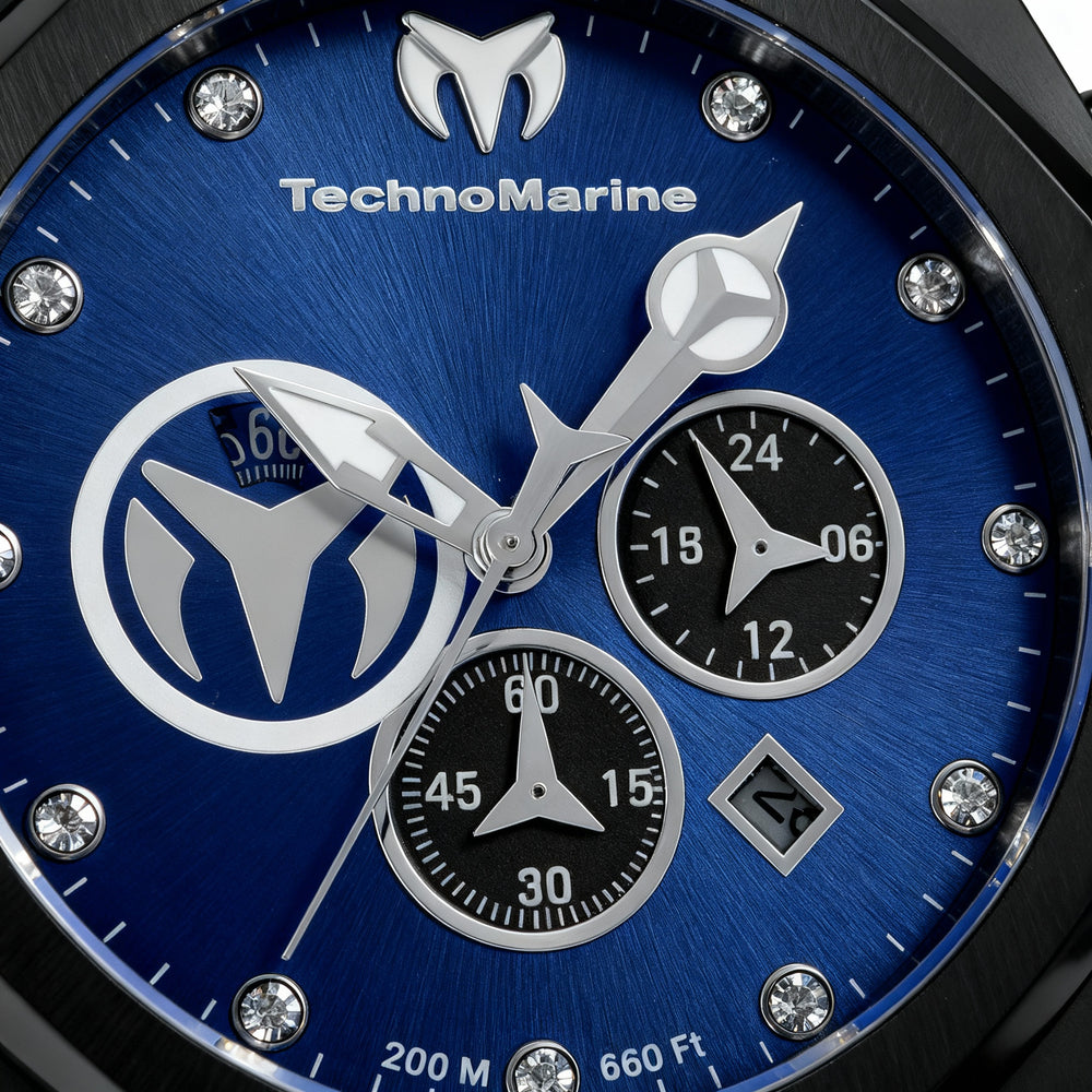 Technomarine Reef TM-523001 - Reloj unisex de cuarzo con cronómetro, caja de acero inoxidable y correa de silicona de 45 mm.