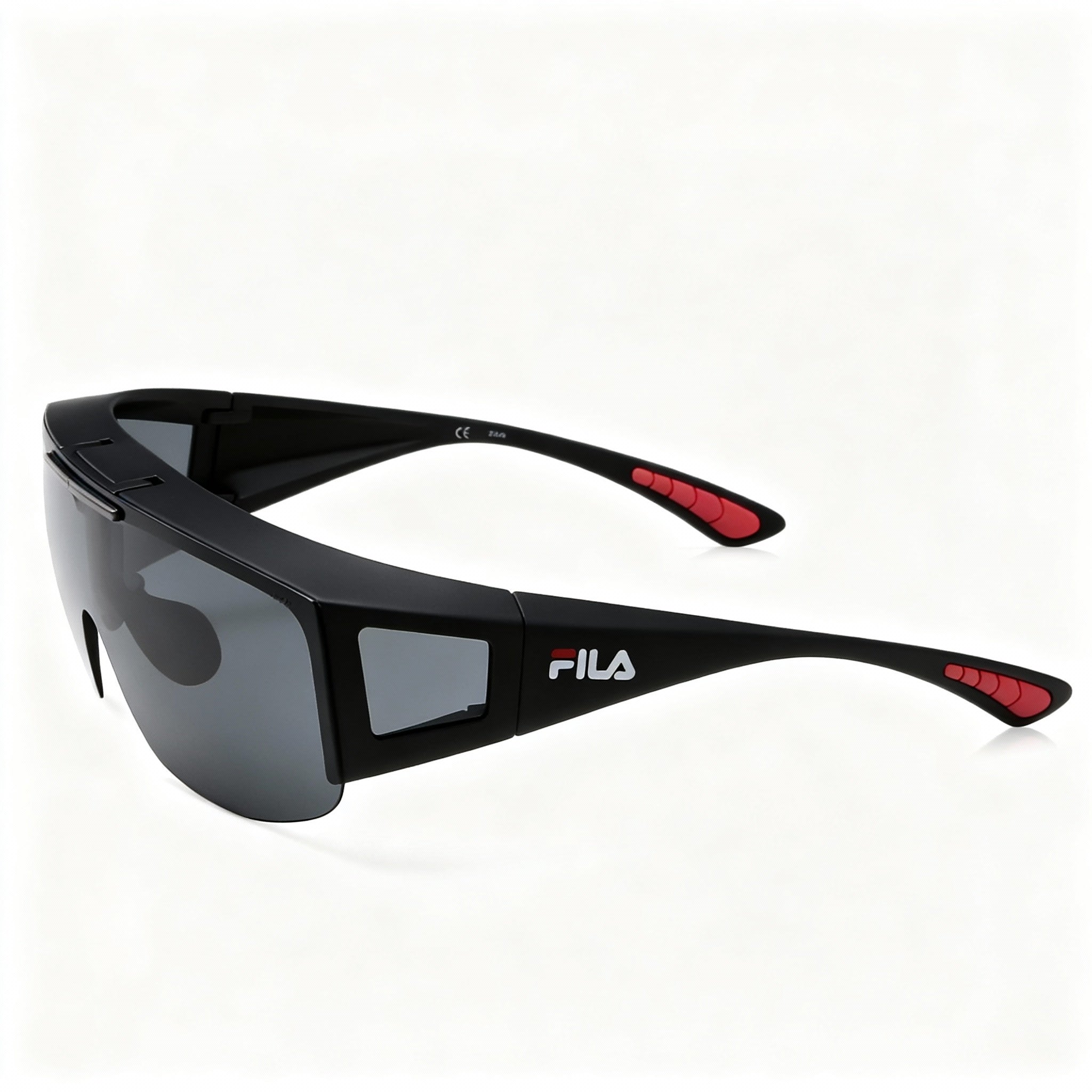 Fila Modern Unisex Matte Black Injected Frame Sunglasses with Non-Polarized Smoke Polycarbonate Lenses & UV Protection, Photo 3
