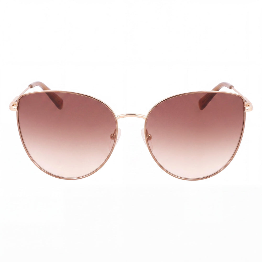 Gafas de sol casuales Longchamp LO158S para mujer, montura de metal dorado beige, lentes de policarbonato dorado beige, 60 mm