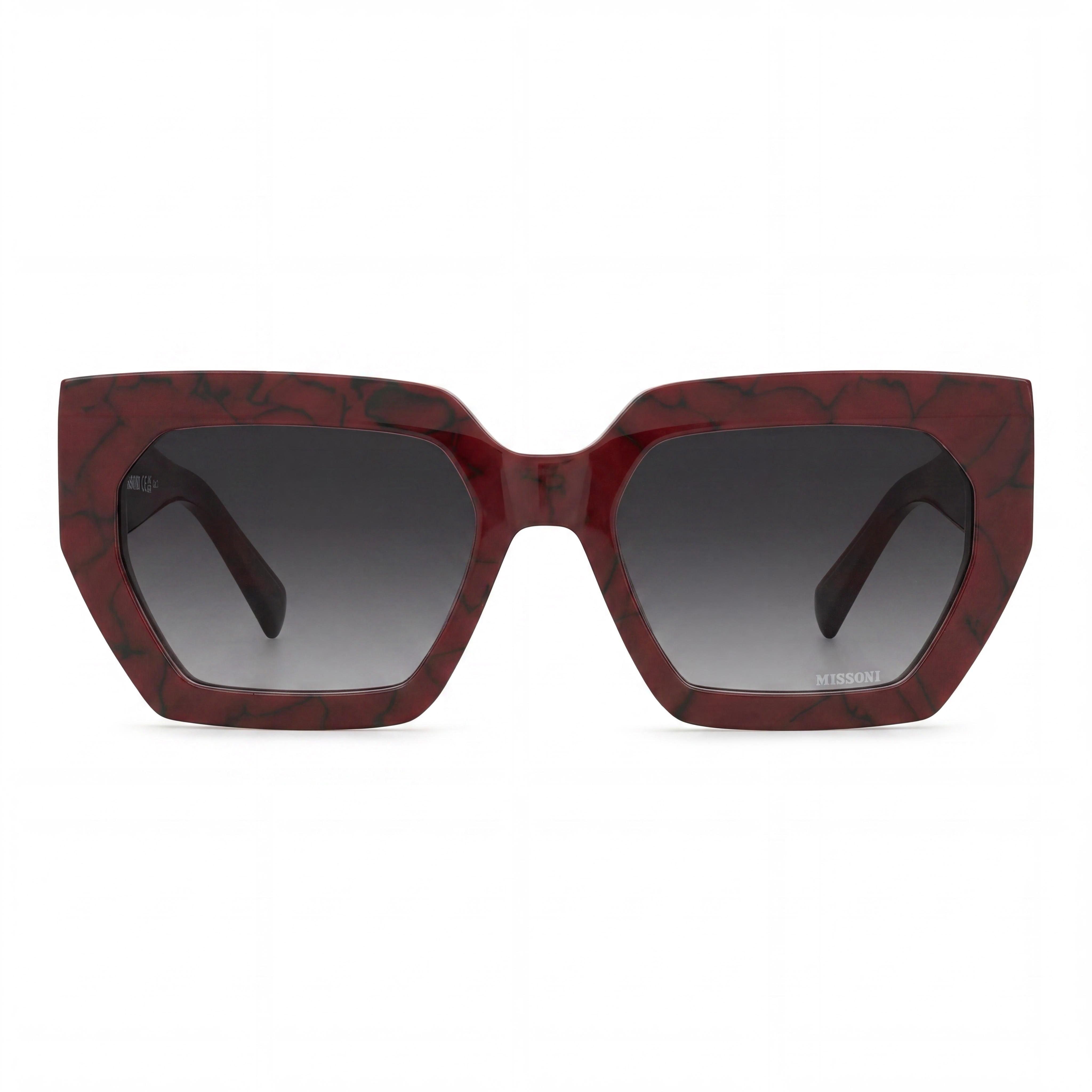 Gafas de sol informales de acetato M Missoni MIS 0170/S para mujer, montura roja mármol, lentes degradadas gris oscuro, 55 mm, Photo 2