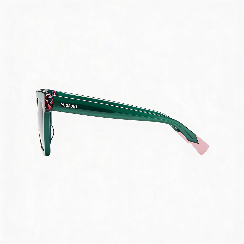 Gafas de sol Missoni Modern para mujer, color verde y rosa, con montura de acetato, lentes de policarbonato y protección UV, 55 mm