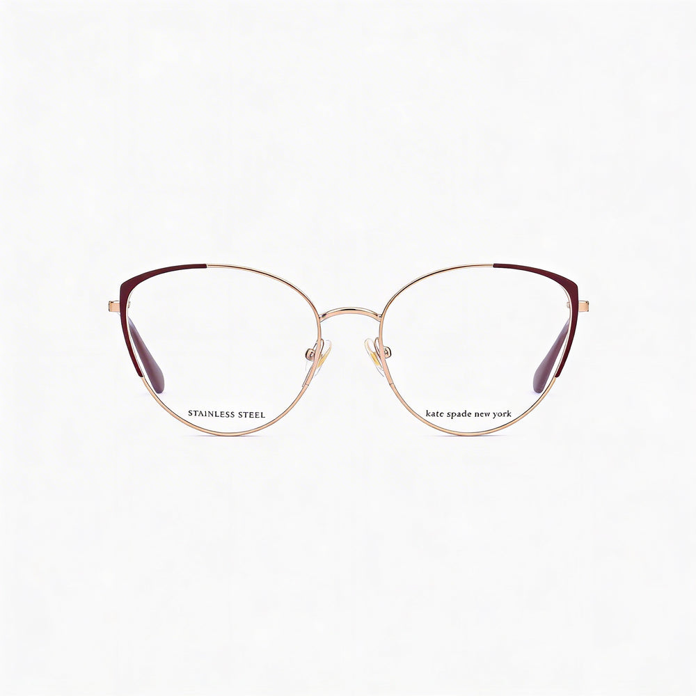 Kate Spade New York Modern Women's Metal Frame Eyeglasses with Polycarbonate Lenses, Rose Gold Red, 52mm