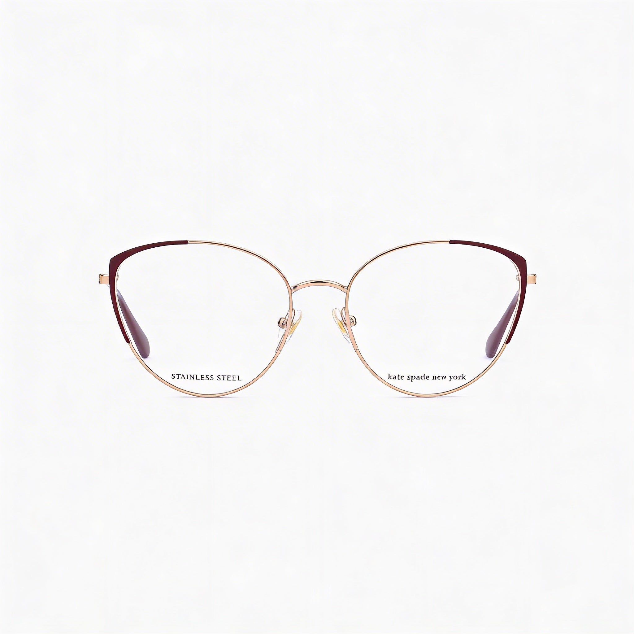 Kate Spade New York Modern Women's Metal Frame Eyeglasses with Polycarbonate Lenses, Rose Gold Red, 52mm, Photo 2