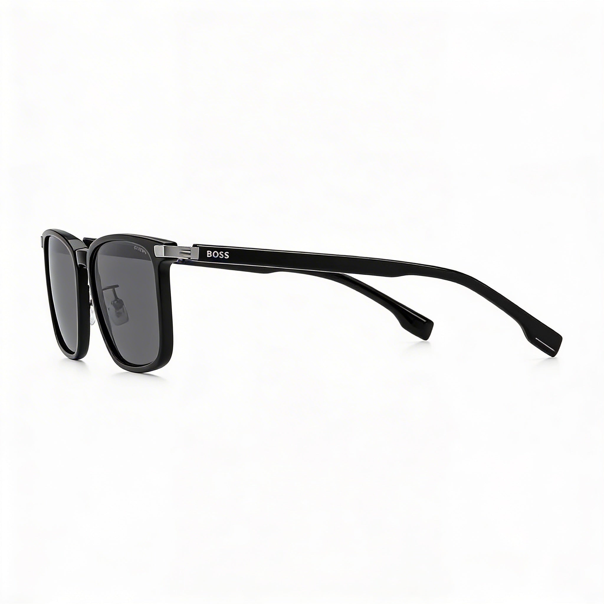 Hugo Boss RECTANGULAR / SQUARE Unisex Black Plastic Frame Grey UV Protected Lenses Sunglasses 57mm, Photo 3