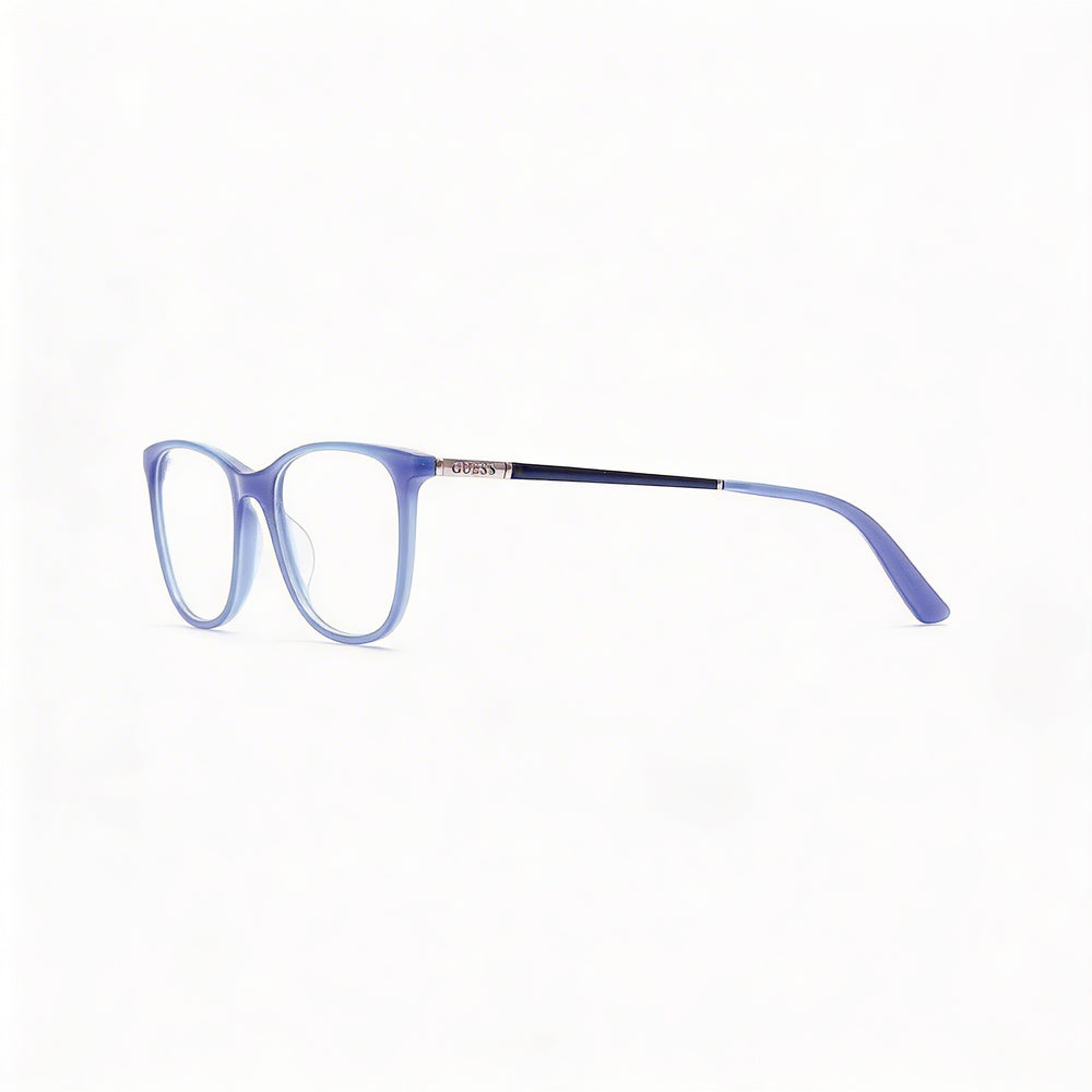 Guess Gu2566 C49 Unisex Cat-Eye Style Eyeglasses with Shiny Light Blue Plastic Frame, 49mm Lens Width