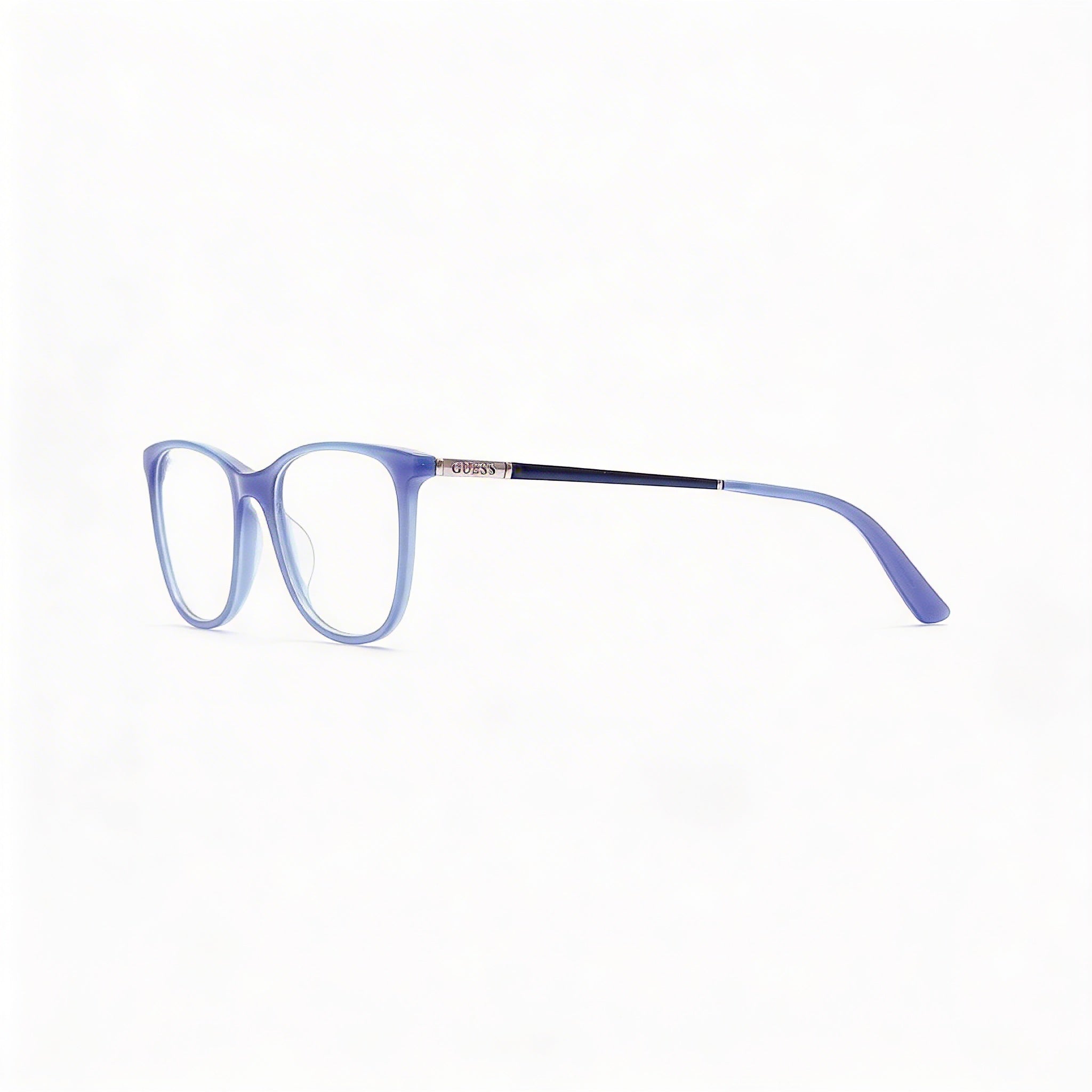 Gafas de sol unisex Guess Gu2566 C49 estilo ojo de gato con montura de plástico azul claro brillante y lentes de 49 mm de ancho., Photo 3