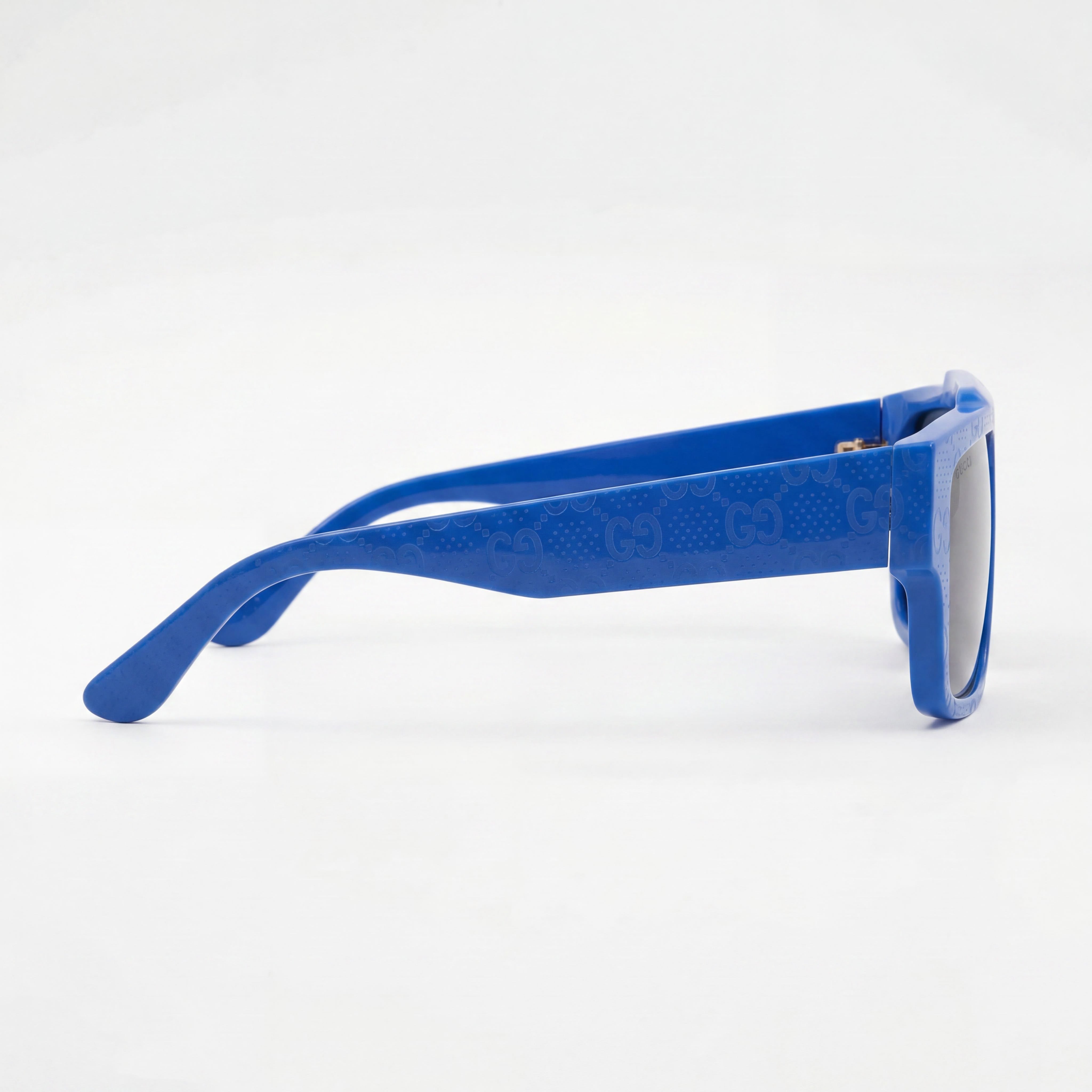 Gucci Men's Square/Rectangle Sunglasses with Blue Recycled Acetate Frame & Grey Blue Lenses 56mm, Photo 3
