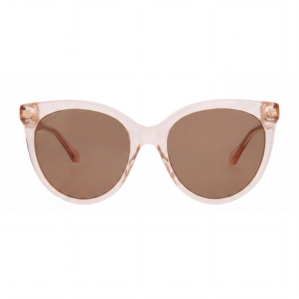 Gucci GG0565S-004-54 Unisex Cat Eye Sunglasses Pink Brown Plastic UV Protection Made in Italy 54mm