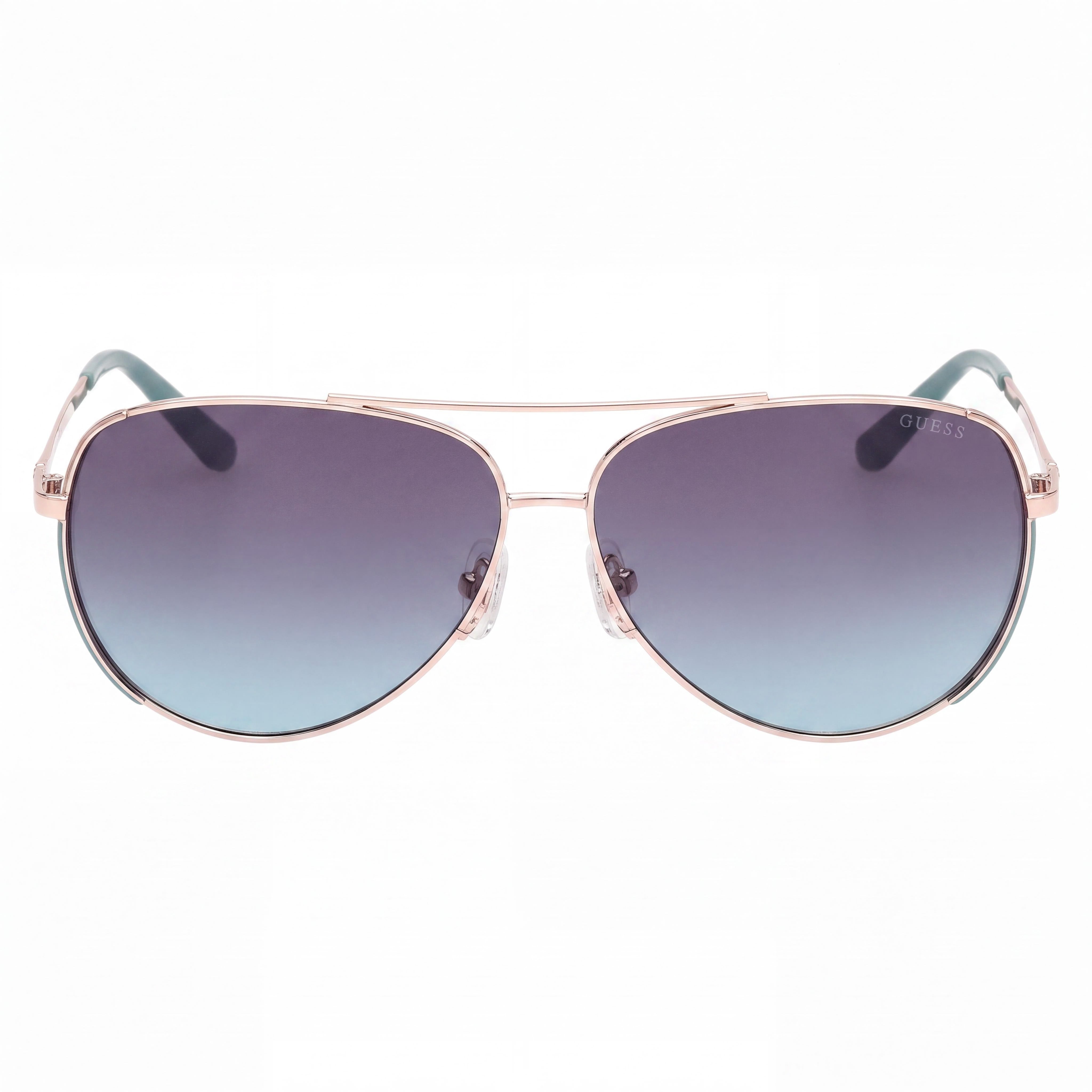 GUESS Women's Aviator Metal Sunglasses Shiny Pale Gold Gradient Blue 58mm, Photo 2