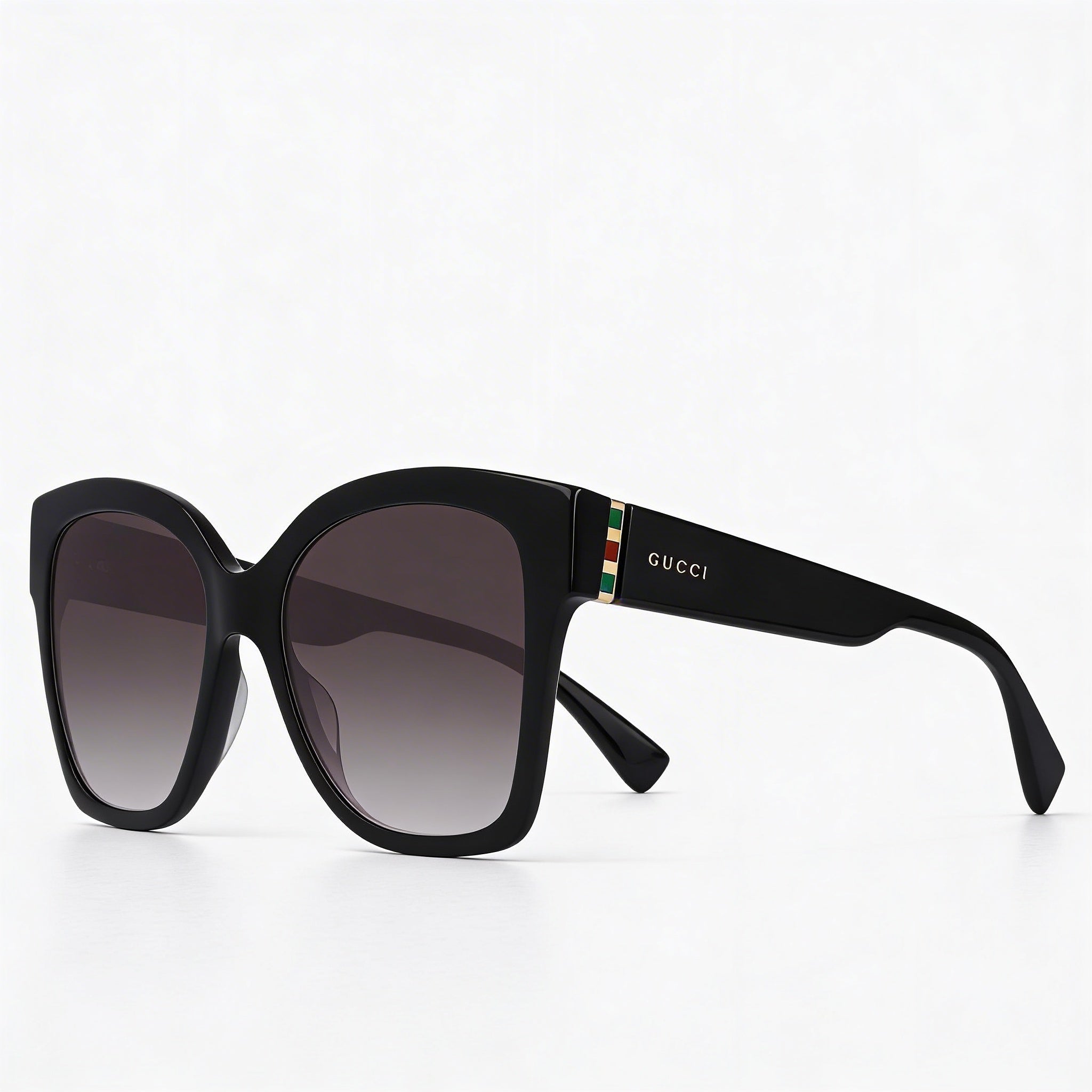 Gucci Classic Women's Black Gold Grey Plastic Frame, Black Gold Grey Gradient UV Protected Sunglasses 54mm, Photo 1