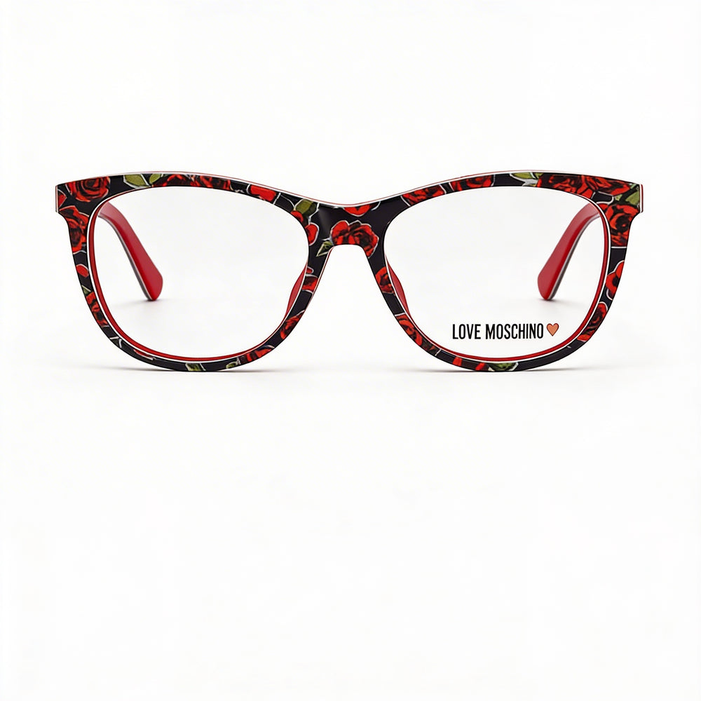 Love Moschino Mol524 Gafas para mujer de acetato con patrón rojo atrevido y vibrante y lentes de policarbonato 53-16-145mm