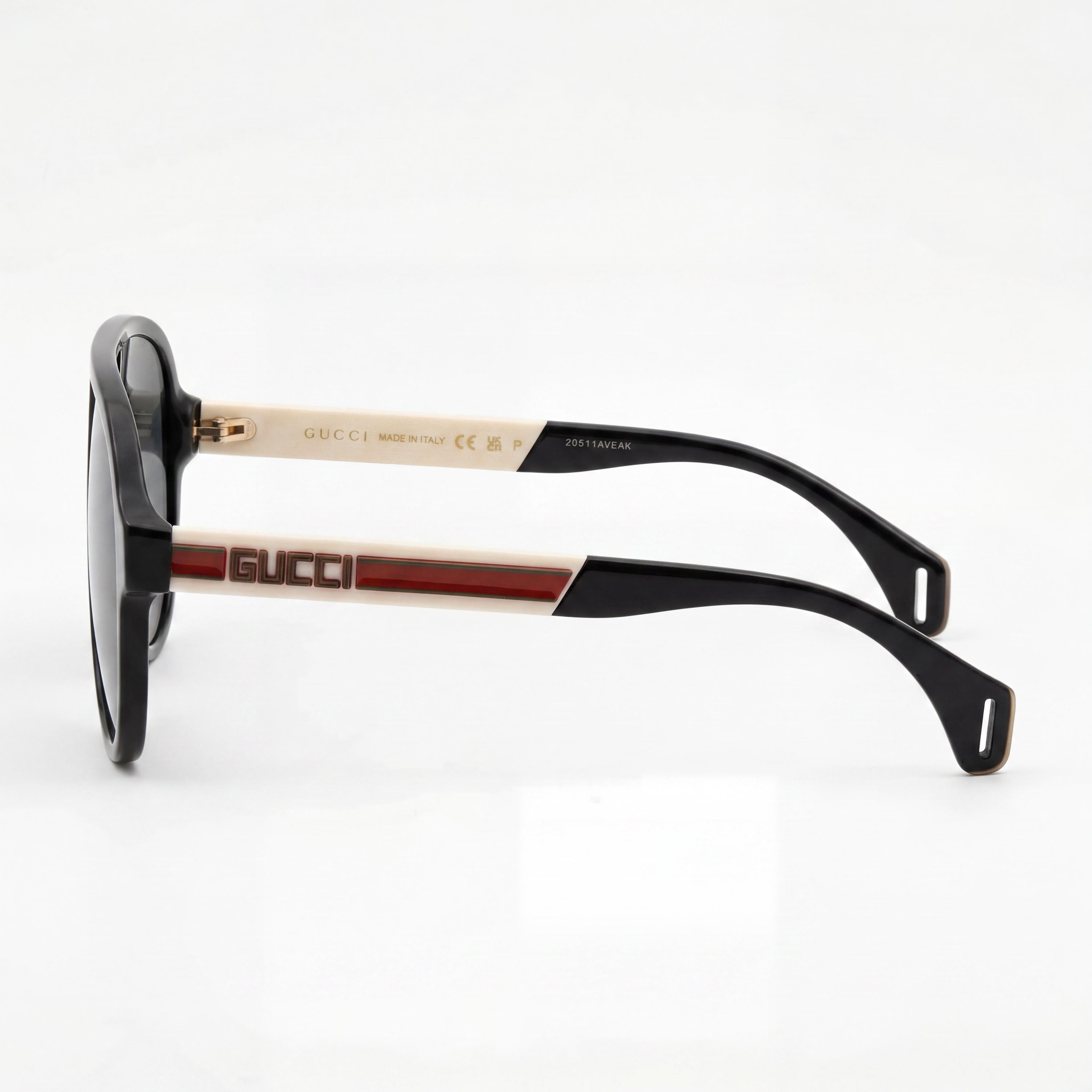 Gucci GG0463S Seasonal Icon Men's Black White Grey Plastic Grey Polarized UV Sunglasses 58mm, Photo 3