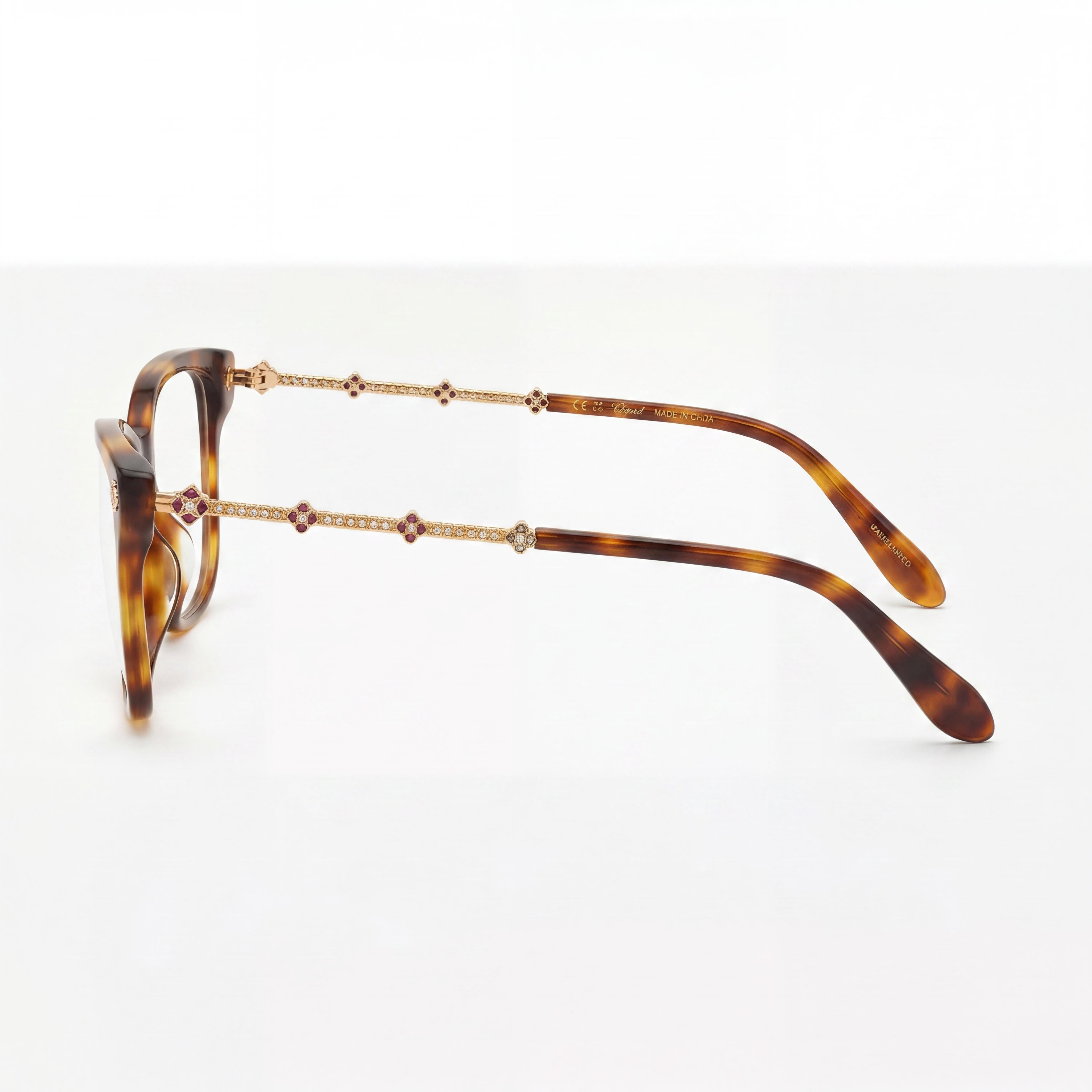 Chopard Gafas Clásicas Combinadas de Acetato y Metal para Mujer Habana Brillante Ocre 54-15-140, Photo 2