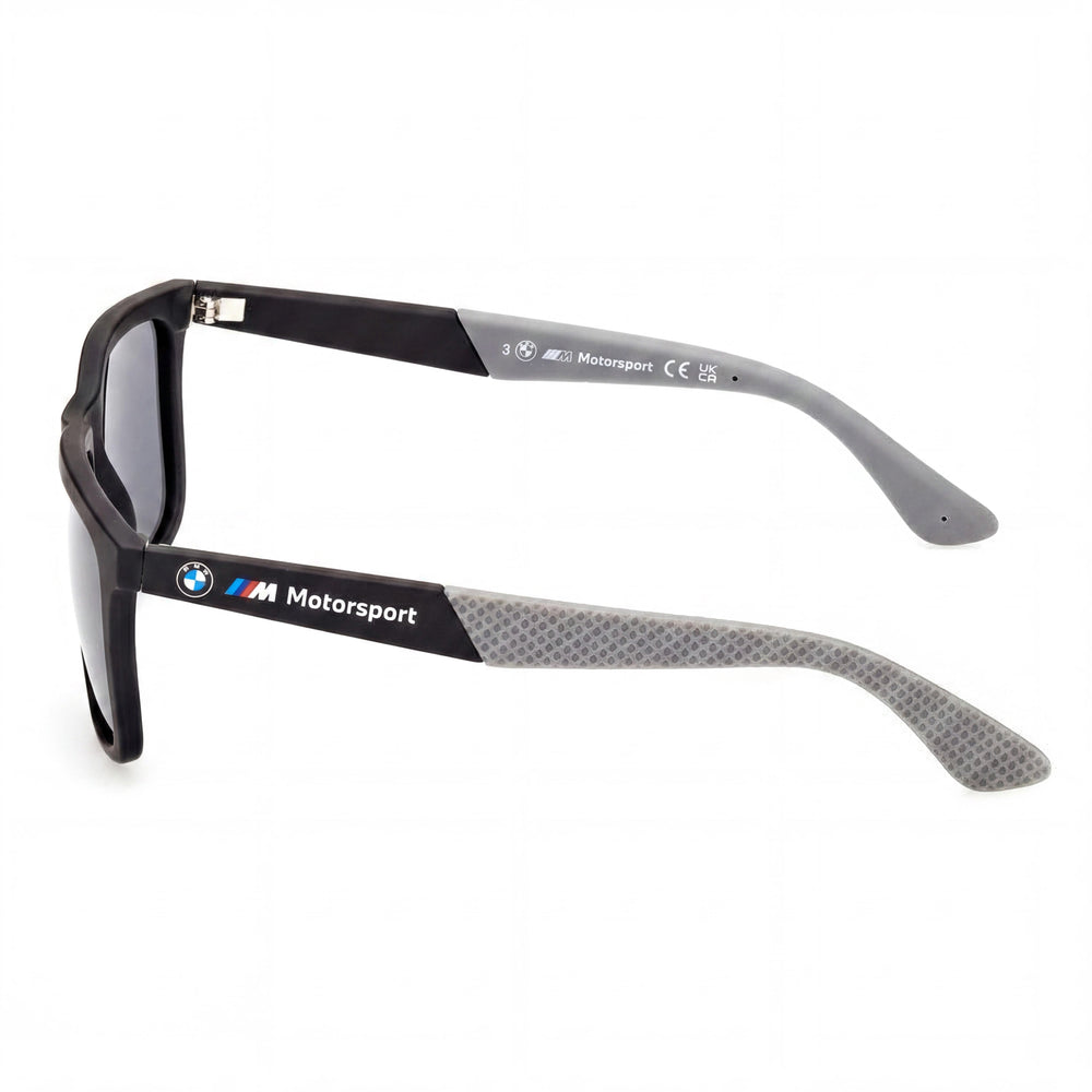 BMW MOTORSPORT Gafas de Sol Inyectadas para Hombre, Negro Mate, Montura Inyectada Gris Humo, Polarizadas Humo, Protección UV, 54mm