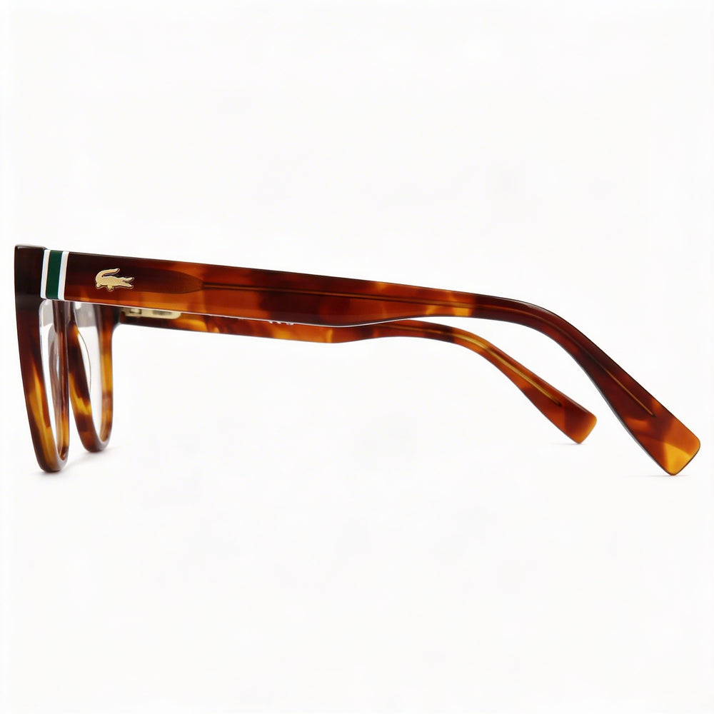 Gafas de sol Lacoste con montura de metal moderna para hombre y mujer en Havana Blonde, ancho de lente 54 mm