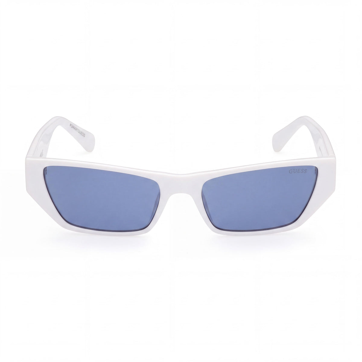 GUESS Classic Unisex Rectangular Injected White Blue Frame Blue Lens Sunglasses 100% UV Protection 56mm, Photo 2