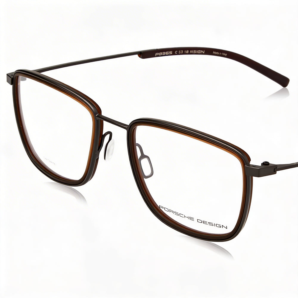 Porsche Modern Men's Grey Brown Acetate Frame Polycarbonate Lens UV Protection Sunglasses 53mm Lens Width