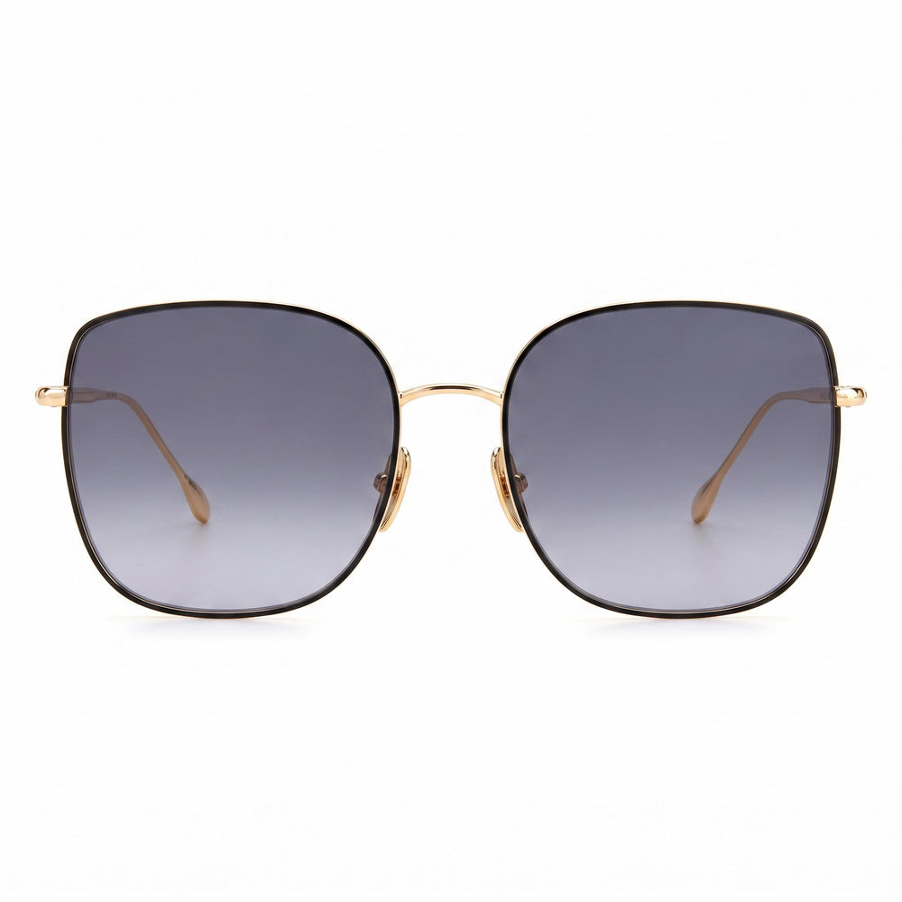 Gafas de sol clásicas Isabel Marant para mujer, montura completa, cuadradas, de acero inoxidable, color negro y dorado, de policarbonato, no polarizadas, de 58 mm