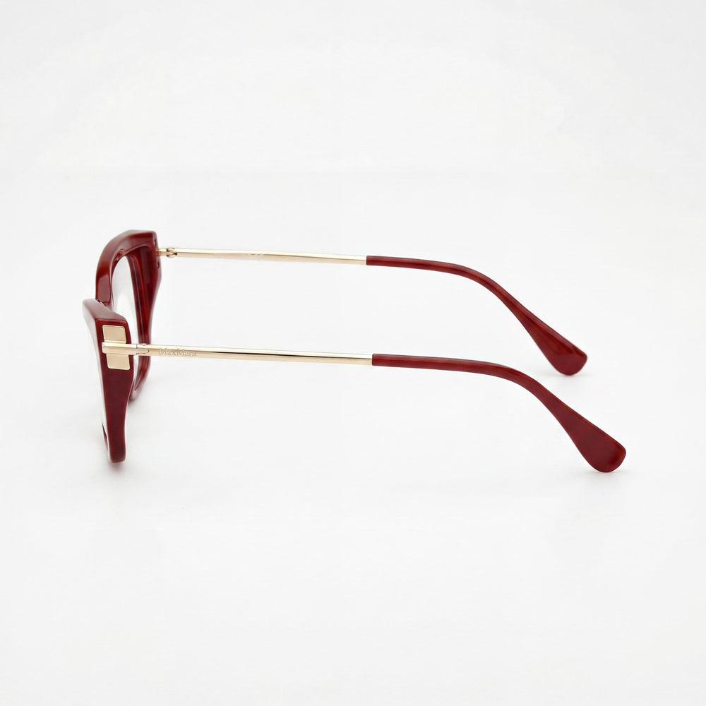 MaxMara MM5137 Gafas de Mujer con Montura de Plástico Rojo Oscuro Brillante y Lentes Rojas Brillantes de 53mm