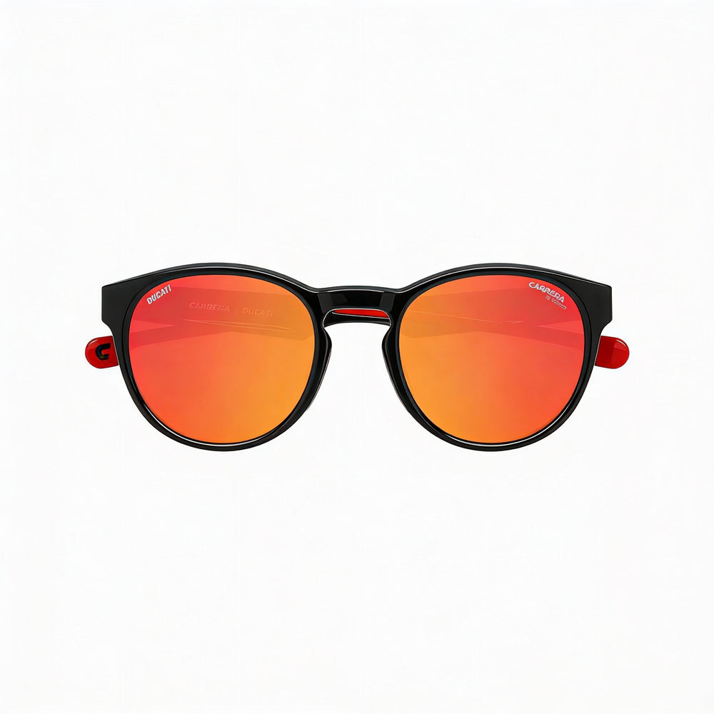 Gafas de sol unisex Carrera Carduc 012/s, deportivas, redondas, de propionato, color negro y multicolor, lentes UV de espejo negro y rojo, 51 mm