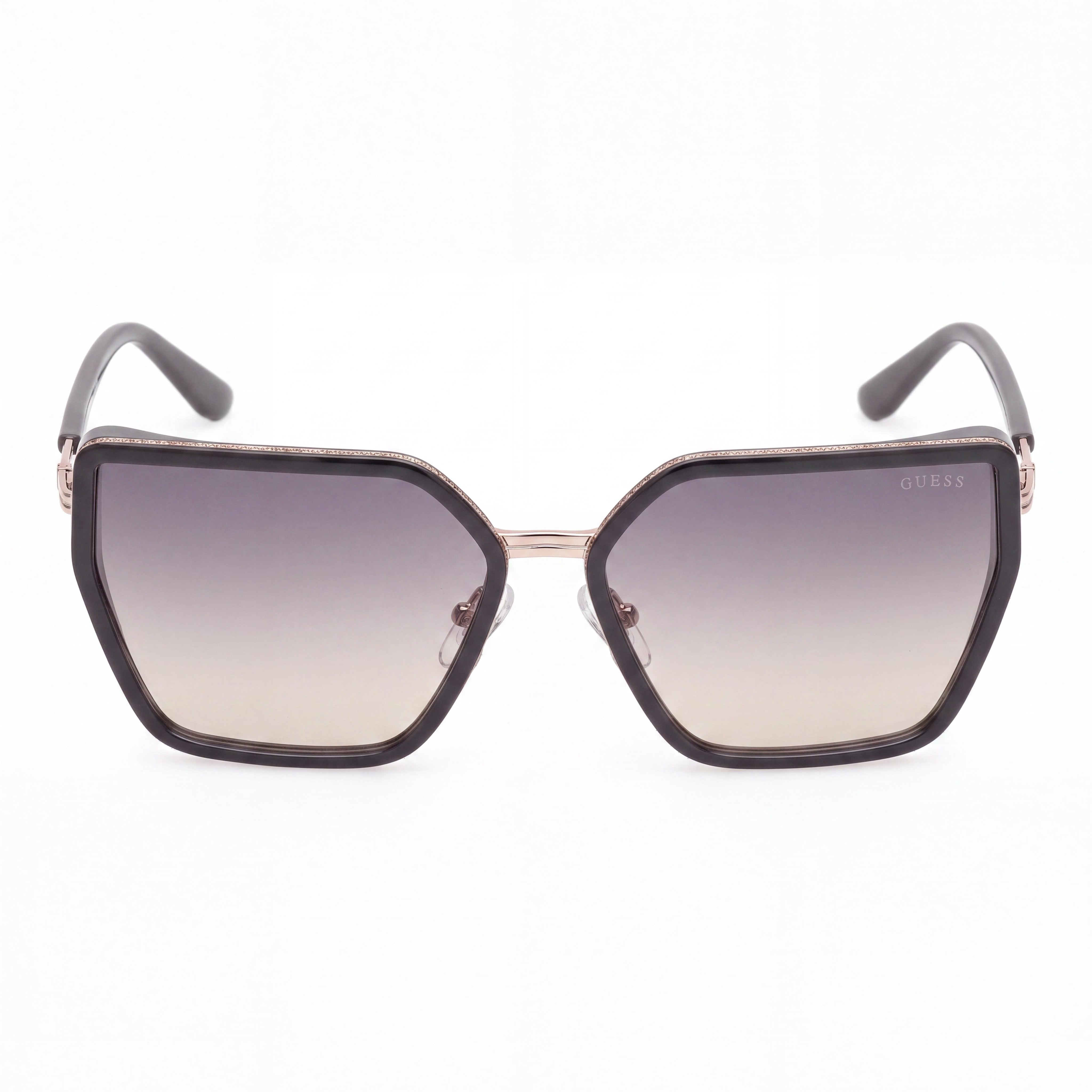 GUESS Injected Sun Glasses Women's Plastic Polarized UV Protection Glossy Black Gradient Smoke Frame Gradient Smoke Grey Lens 60mm, Photo 2