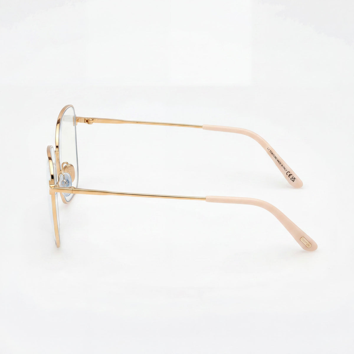 Tom Ford Women's FT5906-B BLUE BLOCK Eyeglasses with Polycarbonate Lenses, Ivory / Deep Gold Frame, 55mm, Photo 3
