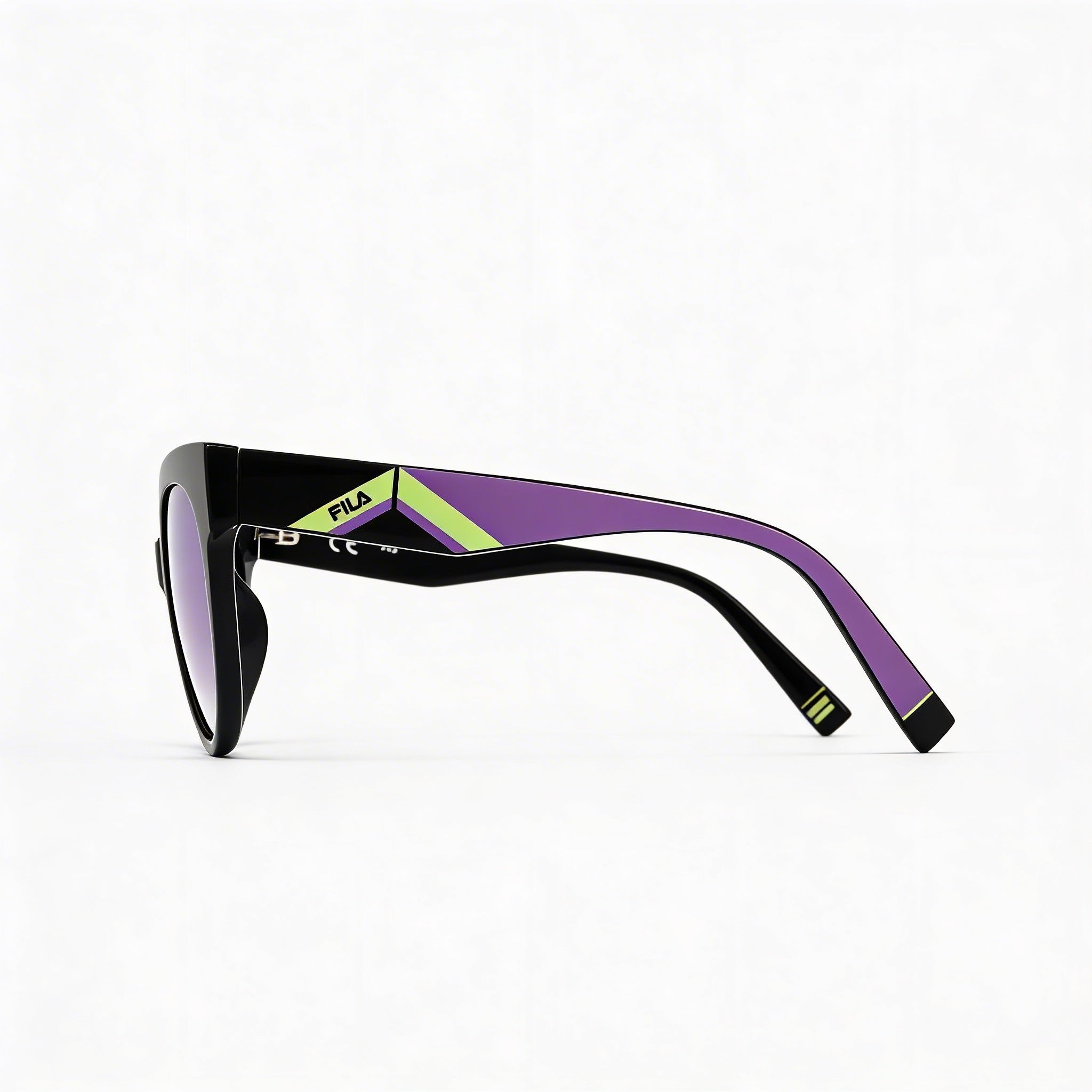 FILA Casual Women's Shiny Black Injected Frame Purple Gradient Mirror Silver Lens Sunglasses 51mm, Photo 3
