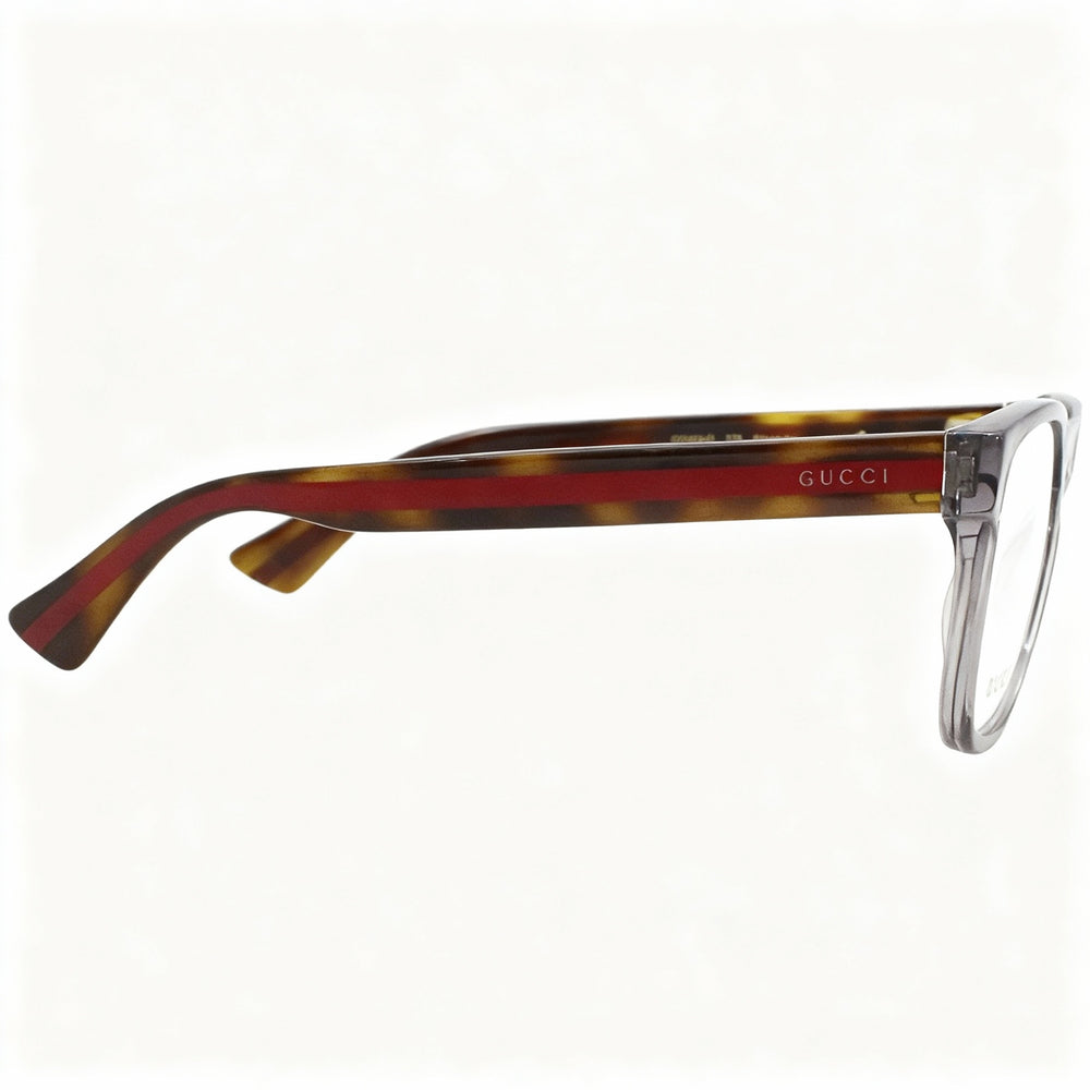 Gucci GG0004ON Men's Acetate Rectangular Eyeglasses, Clear Lenses, Transparent Grey 53-19-145