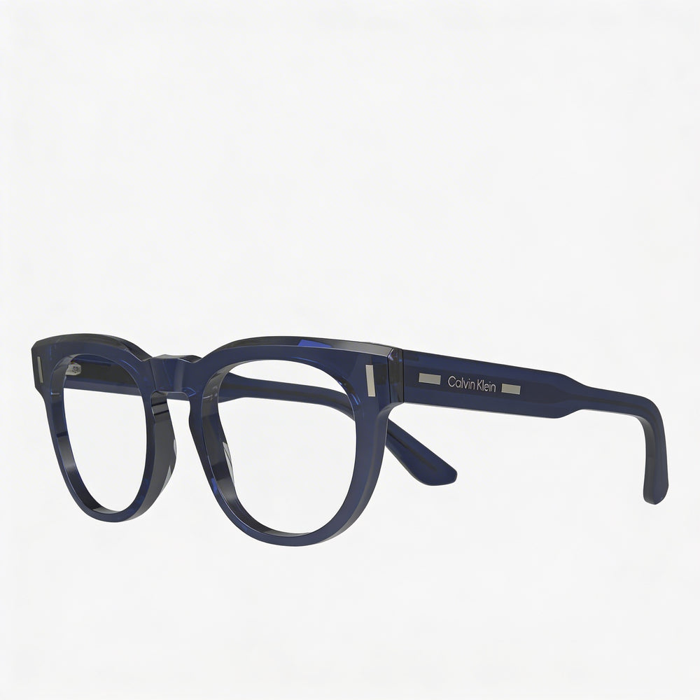 Gafas de sol unisex Calvin Klein Ck23542 con montura de acetato, lentes azules y montura azul, ancho de lente de 49 mm