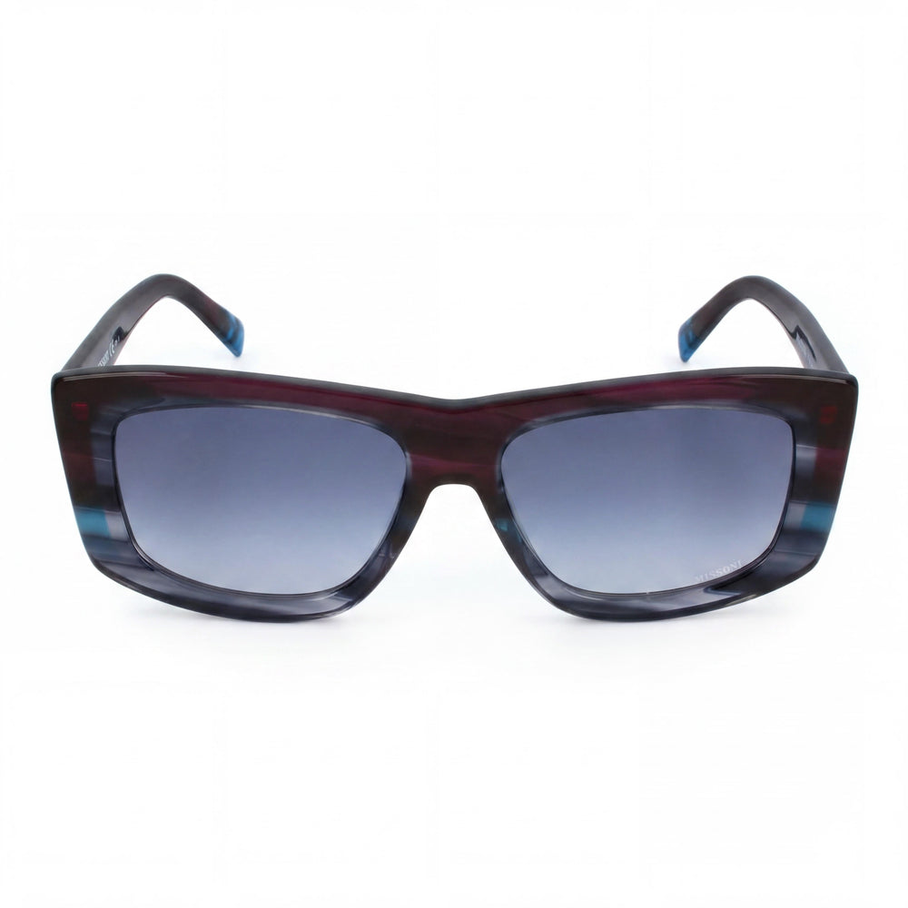 Gafas de sol Missoni Modern Mis 0111/s para mujer, montura de acetato azul violeta con lentes de cuerno de piscina azul, protección UV, 56 mm