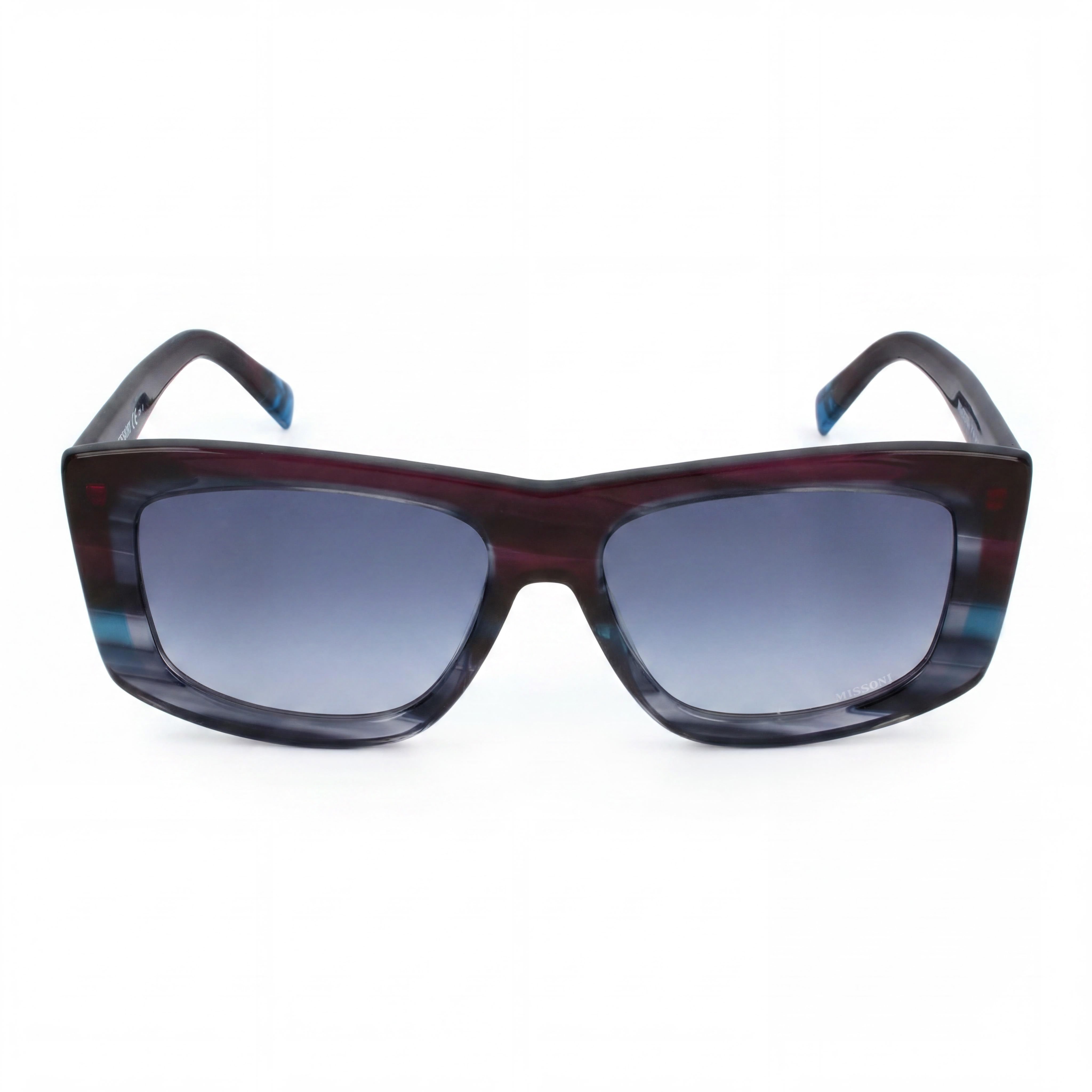 Gafas de sol Missoni Modern Mis 0111/s para mujer, montura de acetato azul violeta con lentes de cuerno de piscina azul, protección UV, 56 mm, Photo 2