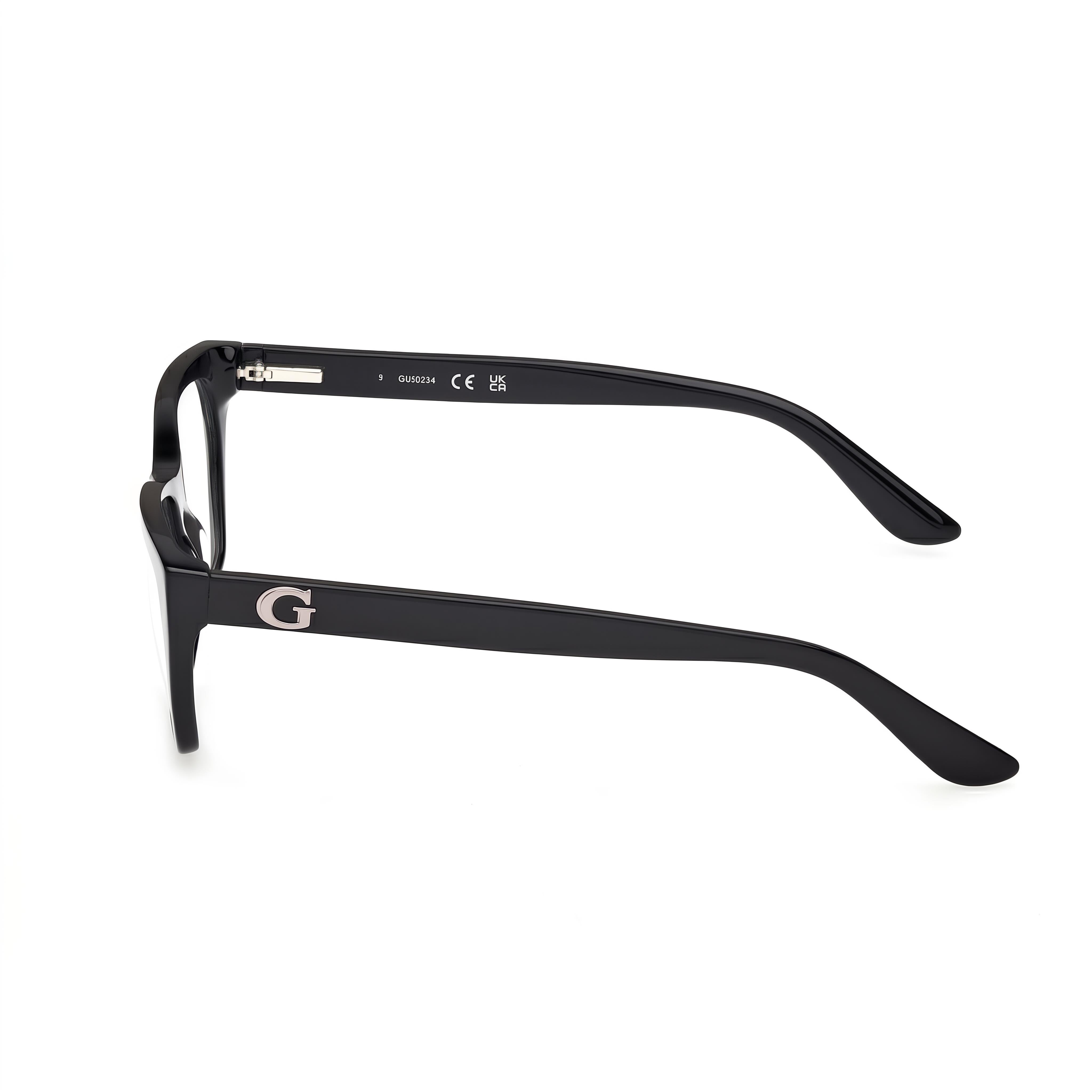 Gafas Ópticas GUESS Gu50234 para Mujer, Montura de Plástico Negra con Lentes Transparentes de Policarbonato, 54-15-140mm, Photo 2