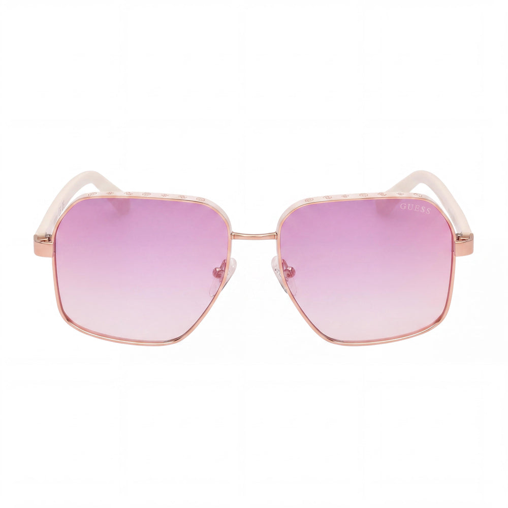 GUESS Katelyn Metal Rim Signature Women's Sunglasses, White Dark Grey Heather, Gradient Mirror Violet, UV Protection, 58mm