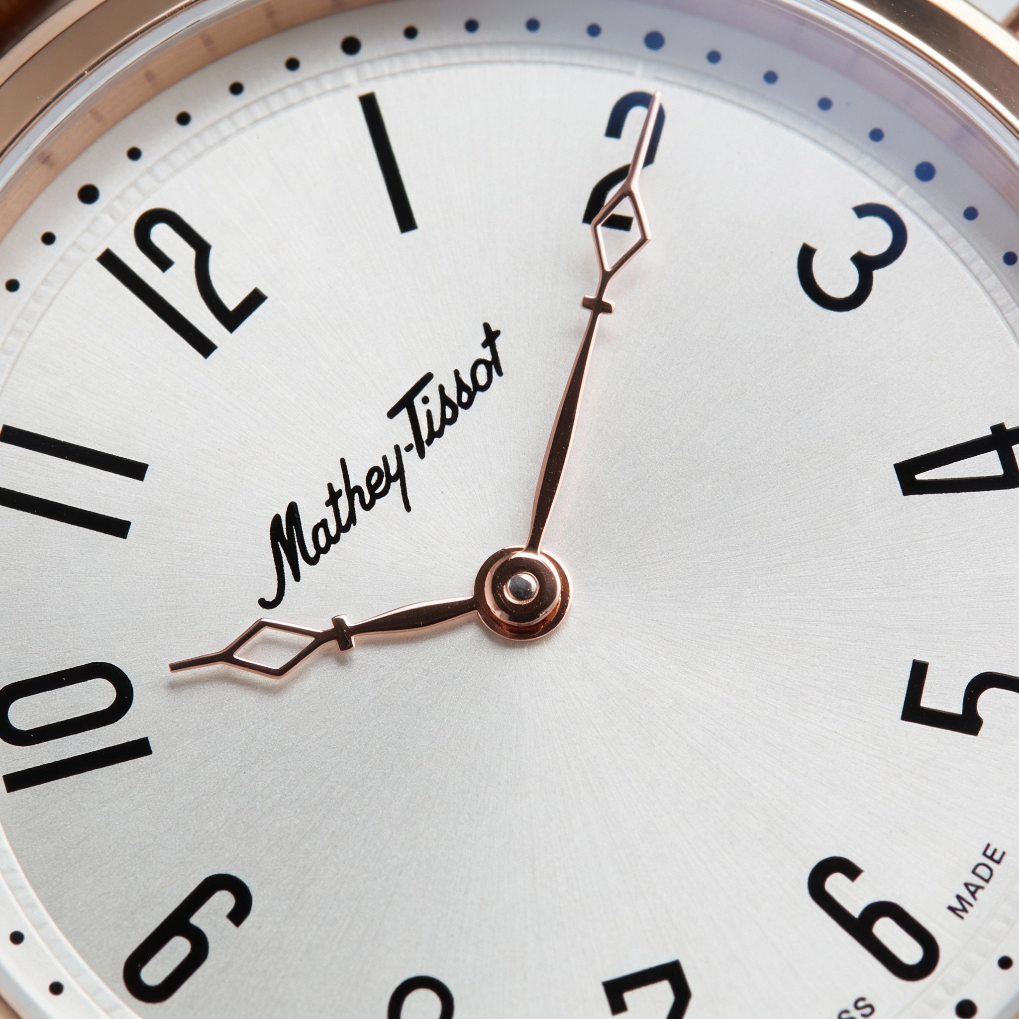 MATTHEY-TISSOT Quartz Movement Men's White Dial Stainless Steel Leather Water Resistant Round Watch, Photo 3