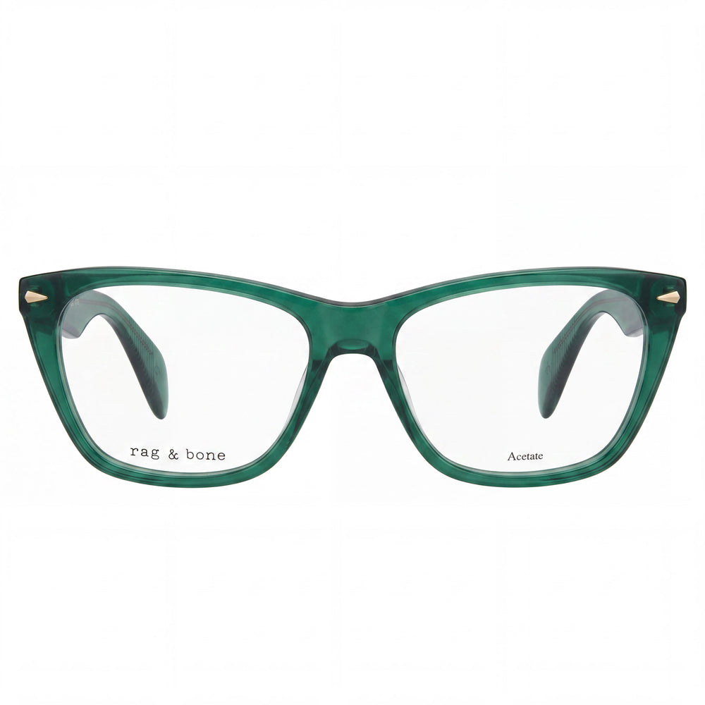 Gafas de acetato transparentes verdes ojo de gato de montura completa Rag & Bone para mujer 53 mm