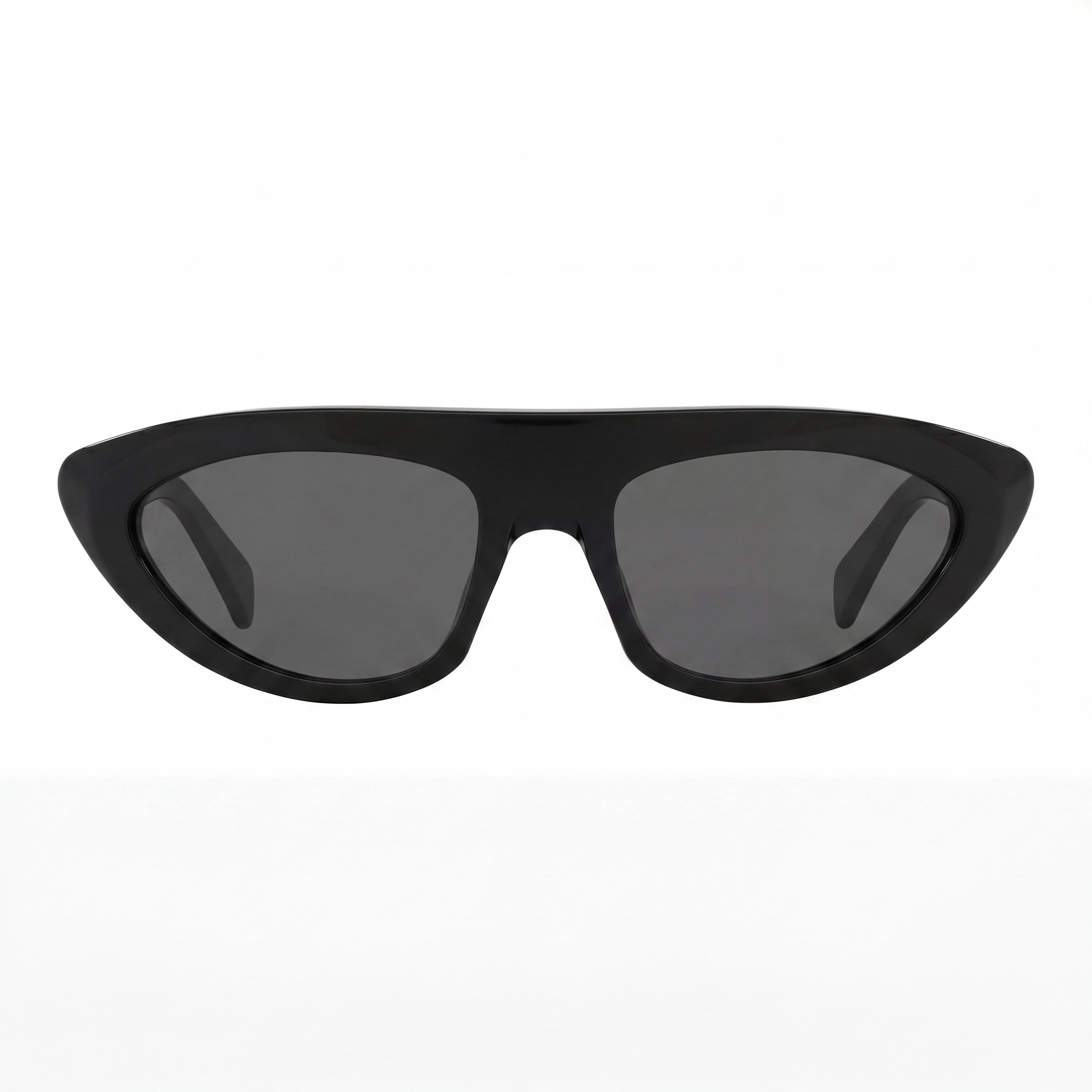 Celine CL40261I Unisex Irregular Shape Black Shiny Acetate Frame with Blue Polyamide Lenses, High Bridge Fit Eyewear, Photo 2