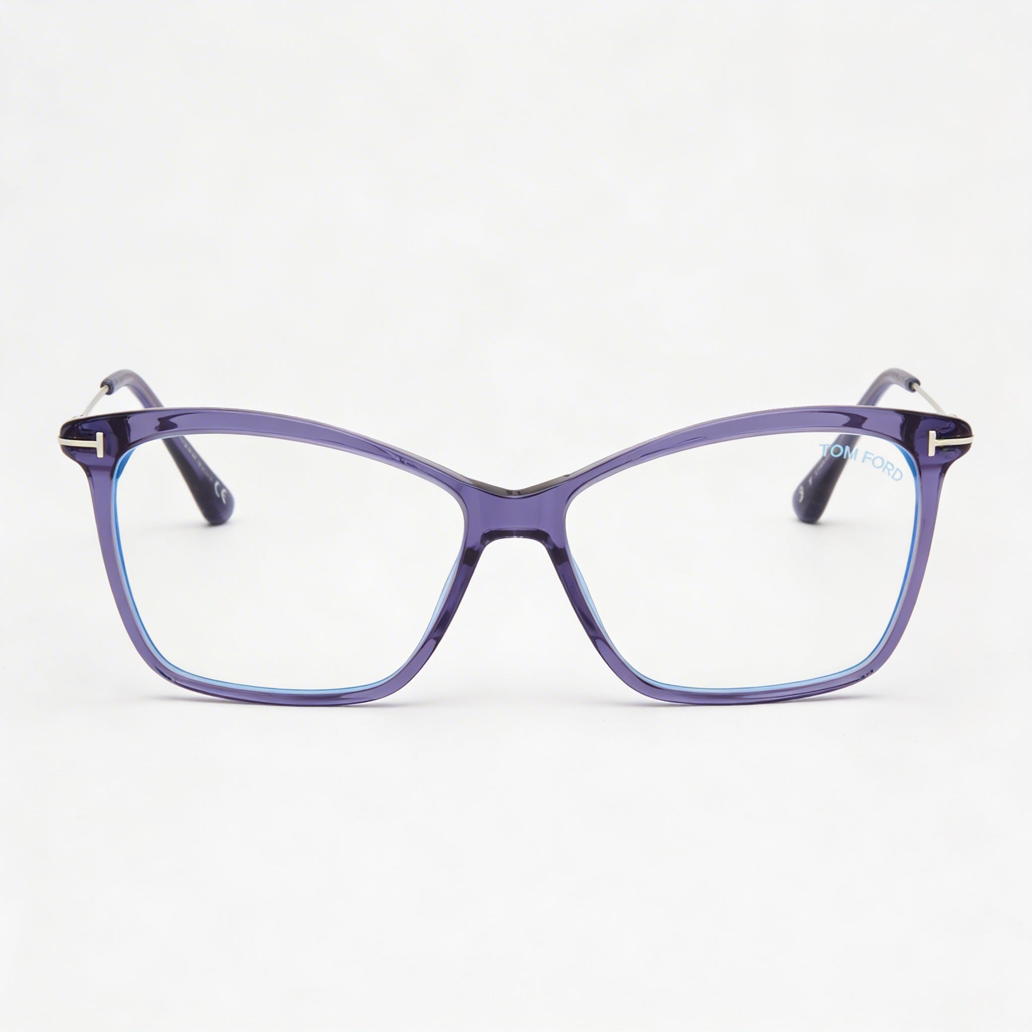 Tom Ford Ft5687-b Women's Acetate Frame Violet Palladium Clear Polycarbonate Lens Eyeglasses 56mm, Photo 2
